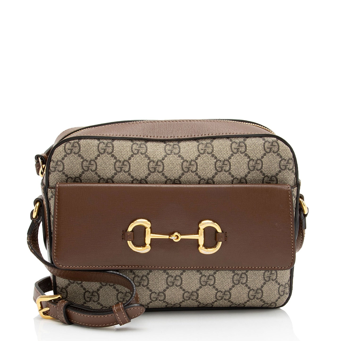 Gucci GG Supreme Horsebit SHF-BWc4W6 Canvas Calfskin Brown Beige Crossbody Bag