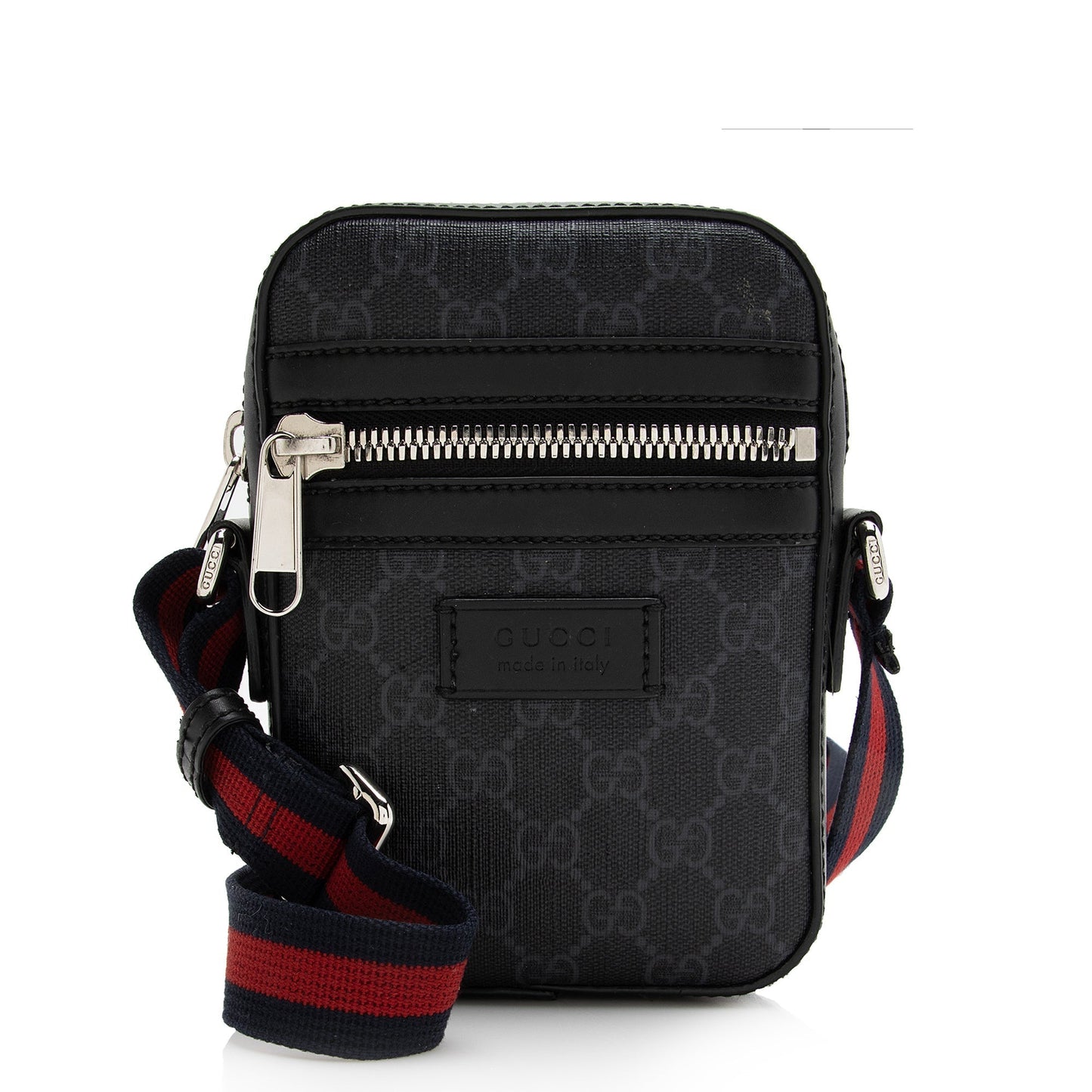 Gucci GG Supreme Messenger SHF Leather Canvas Nylon Black Shoulder Bag