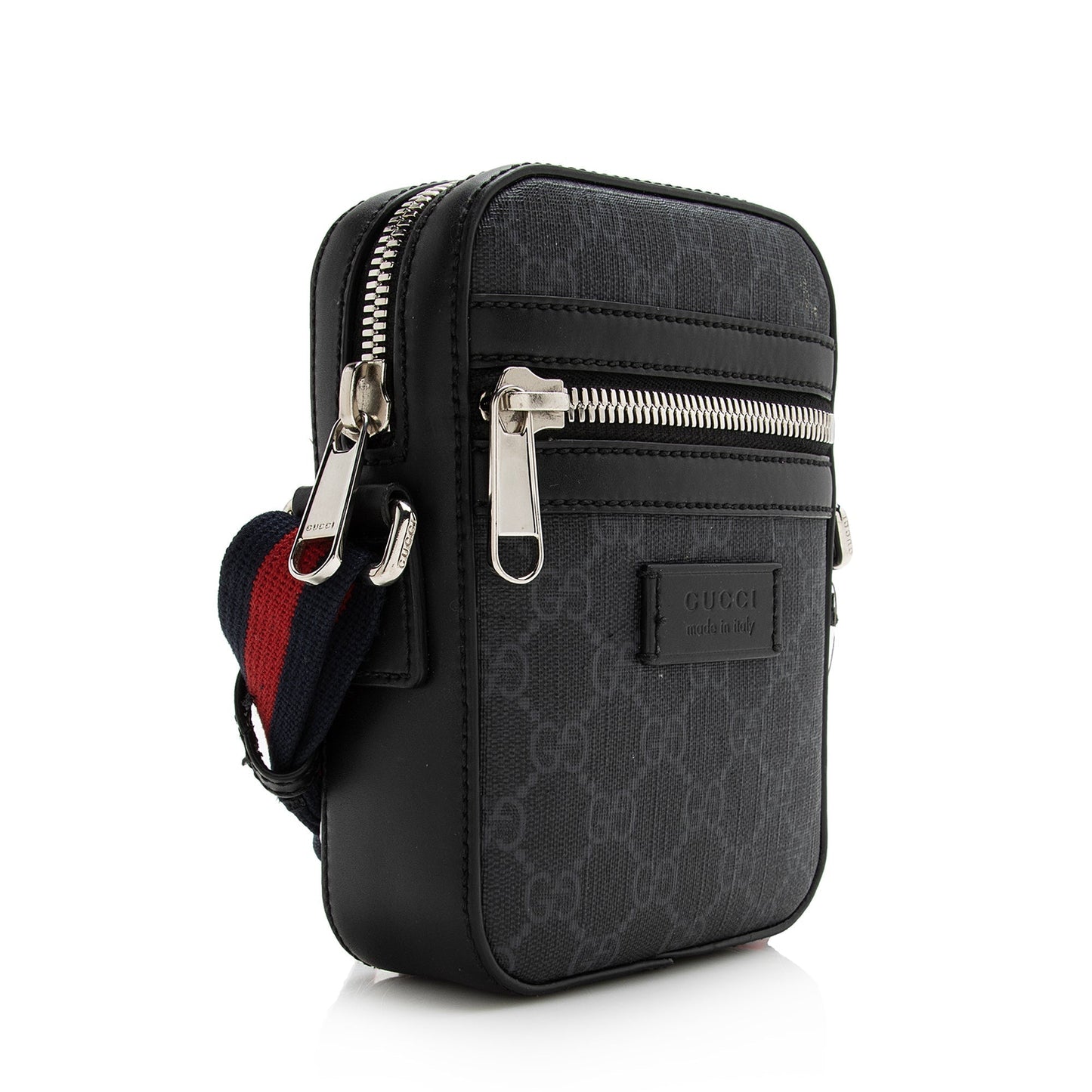 Gucci GG Supreme Messenger SHF Leather Canvas Nylon Black Shoulder Bag