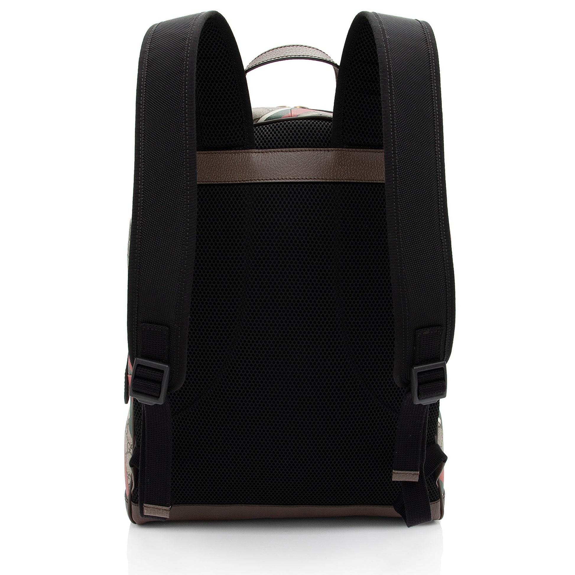Gucci GG Supreme Chevron Day Backpack Leather Canvas Nylon Brown Shoulder Bag