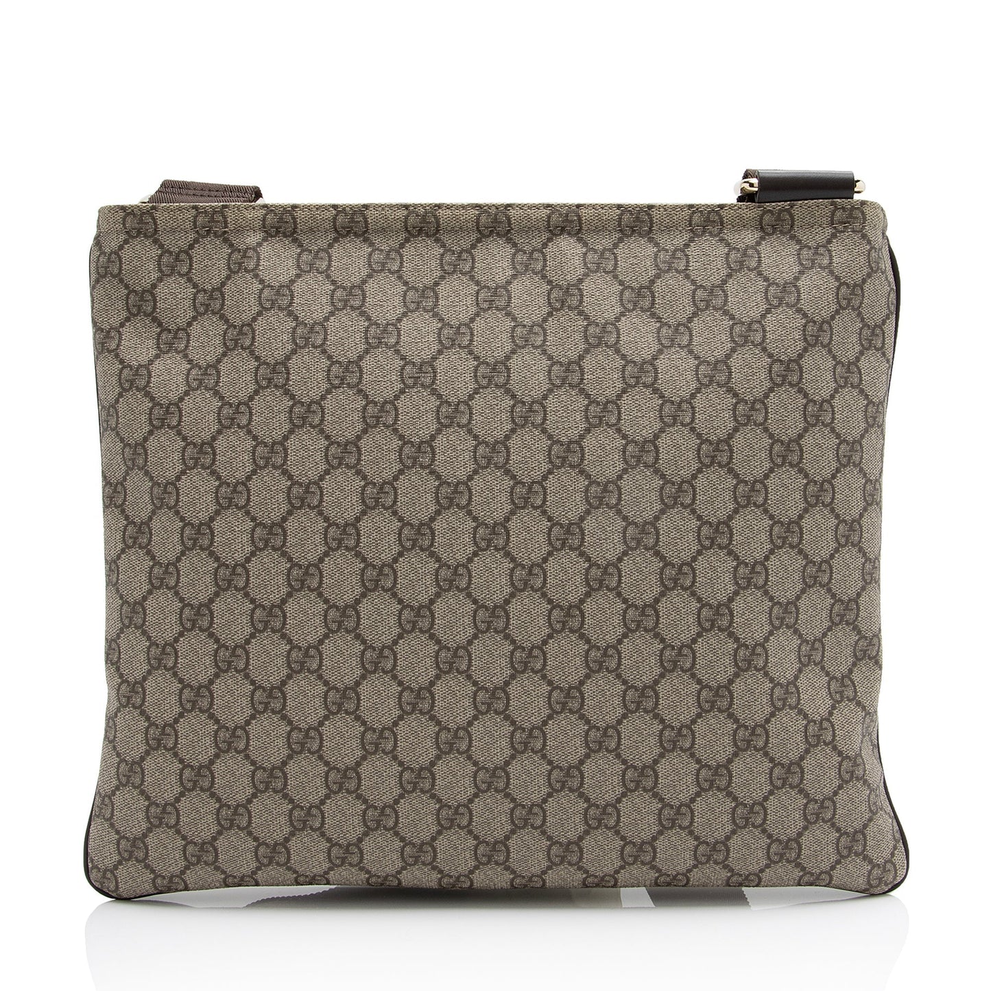 Gucci GG Supreme Classic Flat Messenger Leather Canvas Nylon Brown Shoes Bag Shf