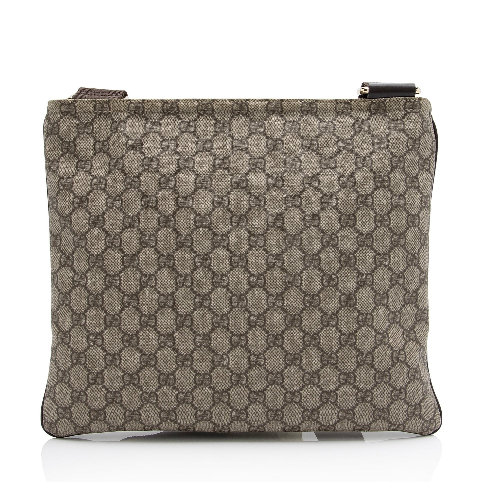 Gucci GG Supreme Classic Flat Messenger Leather Canvas Nylon Brown Shoes Bag Shf
