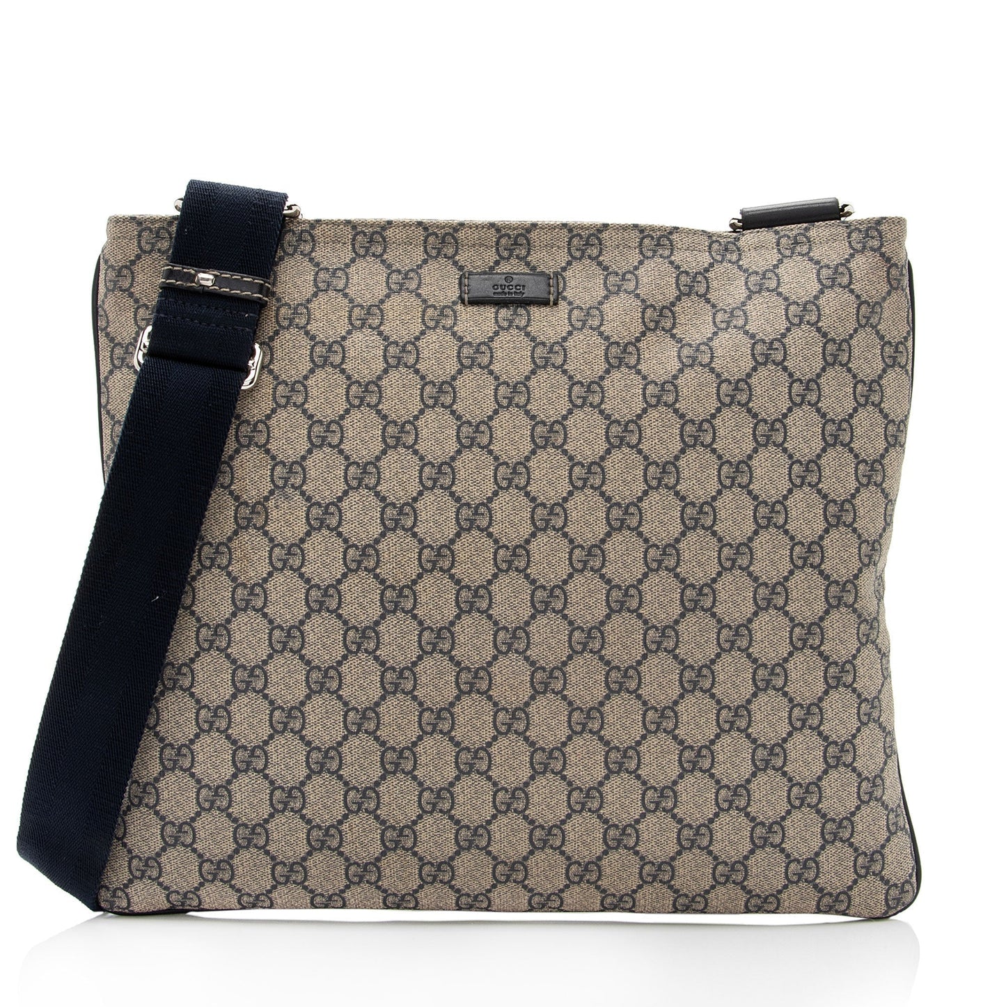Gucci GG Supreme Classic Flat Messenger Leather Canvas Nylon Beige Shoes