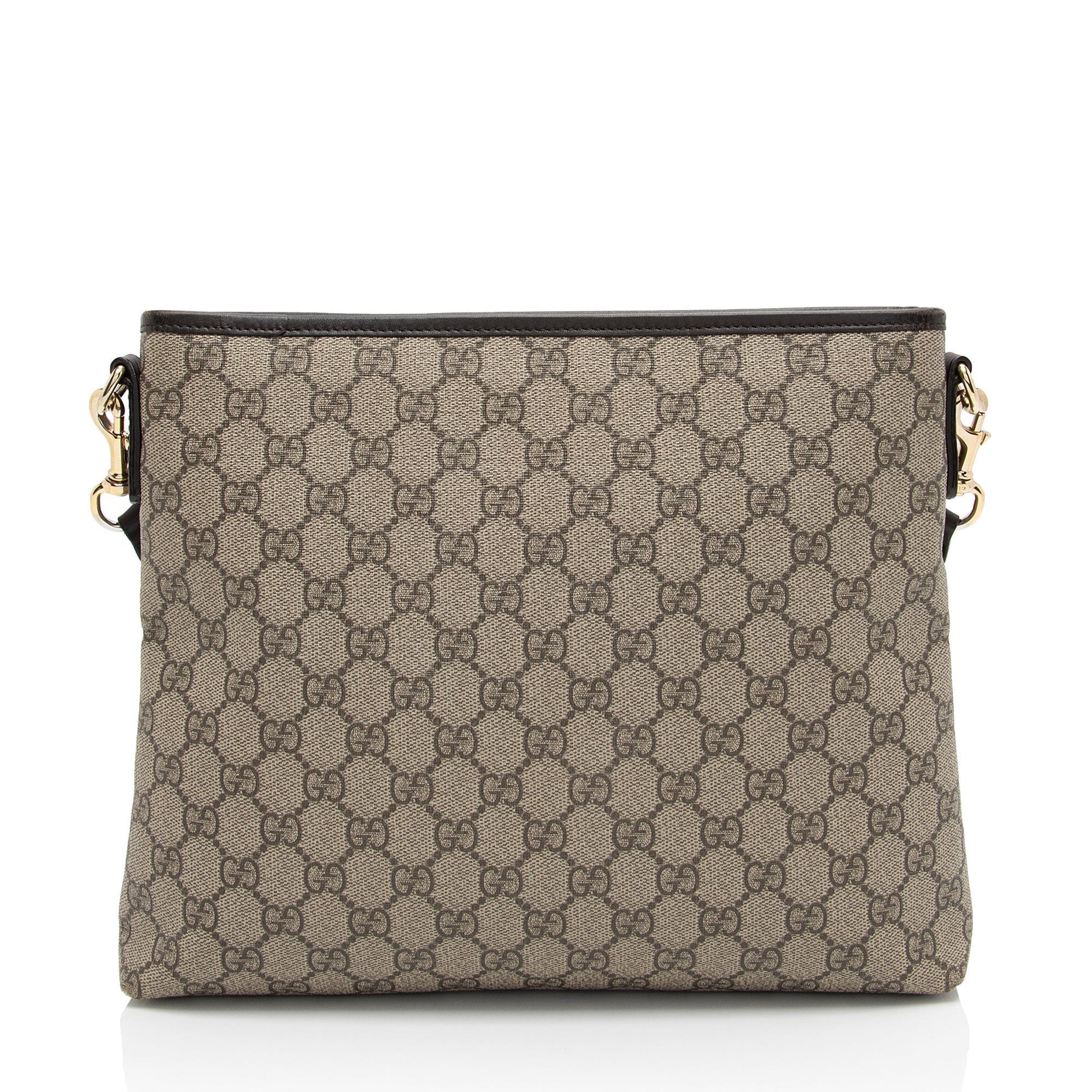 Gucci GG Supreme Classic Web Messenger Leather Canvas Nylon Brown Shoulder Bag