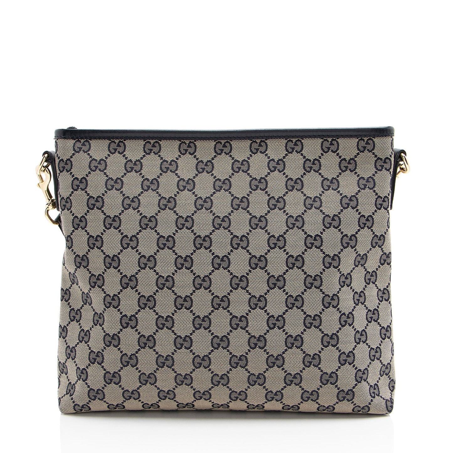 Gucci GG Supreme Classic Web Messenger Leather Canvas Nylon Beige Shoulder Bag