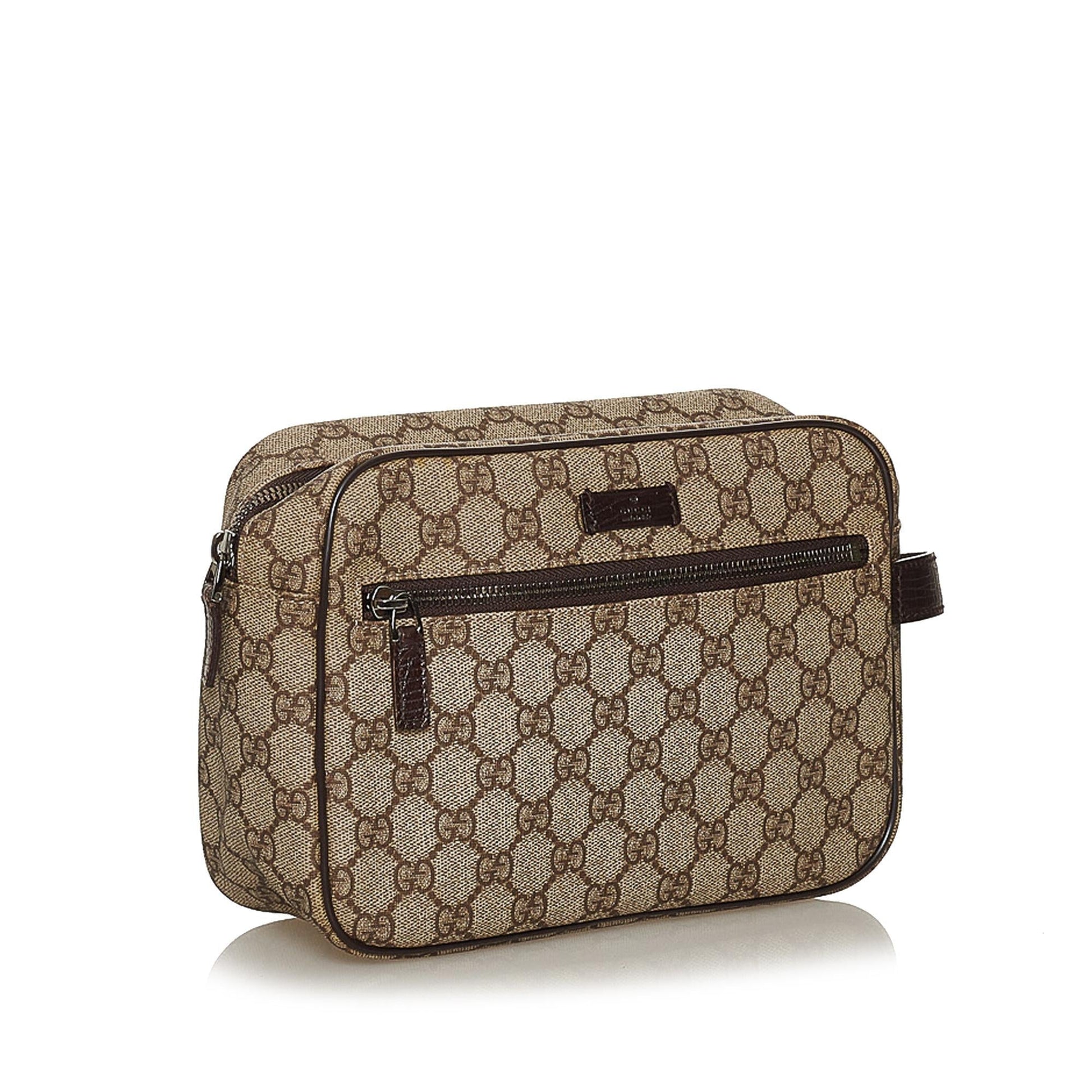 Gucci GG Supreme SHG Canvas Brown Clutch Bag