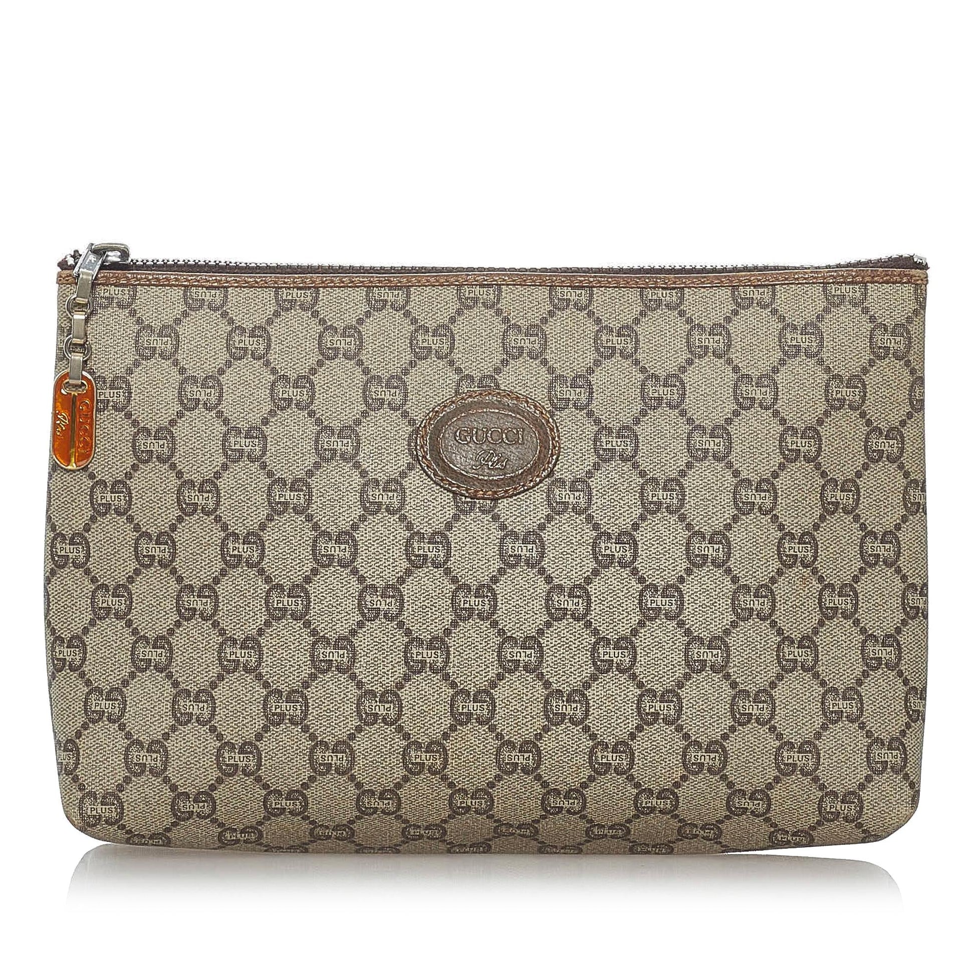 Gucci GG Supreme SHG Canvas Brown Clutch Bag Bag Shg
