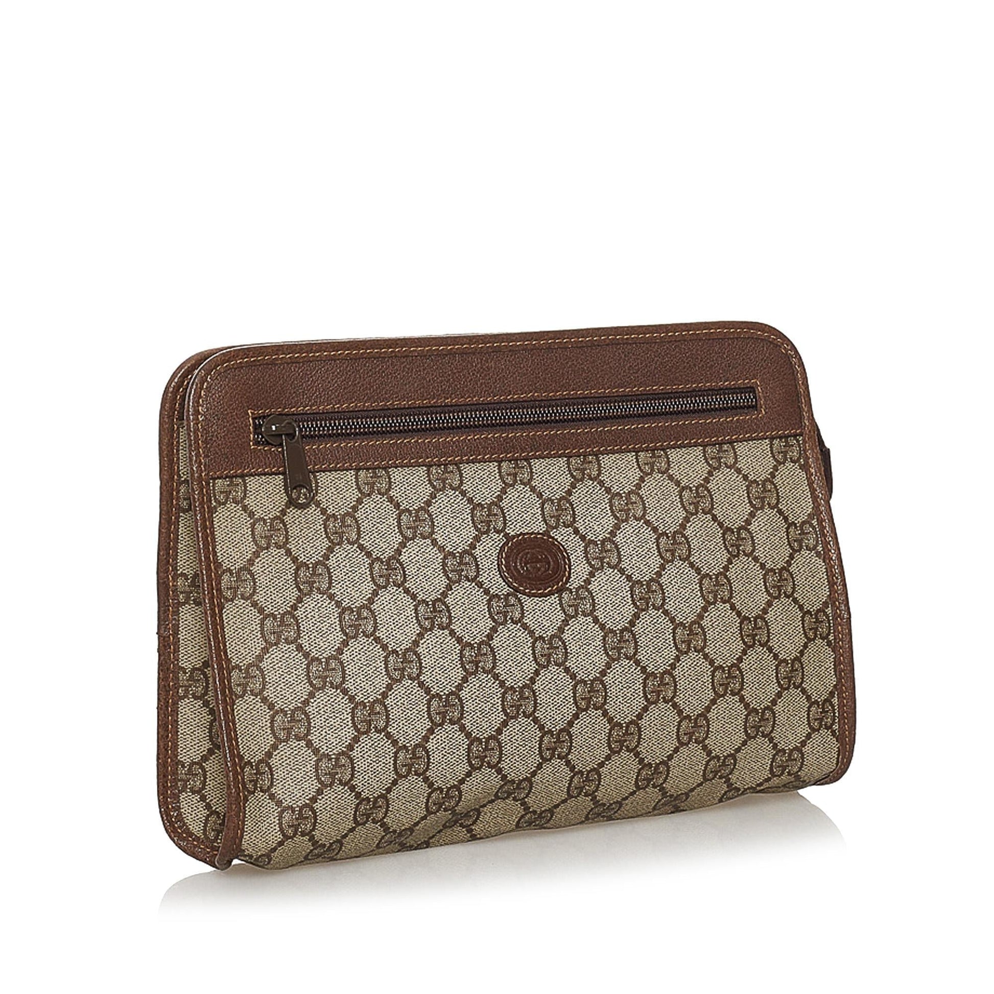 Gucci GG Supreme SHG Canvas Brown Clutch Bag 3