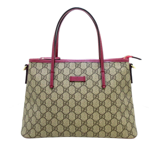 Gucci GG Supreme Convertible Zip SHG-zG1Gzm Canvas Calf Brown Pink Tote Bag
