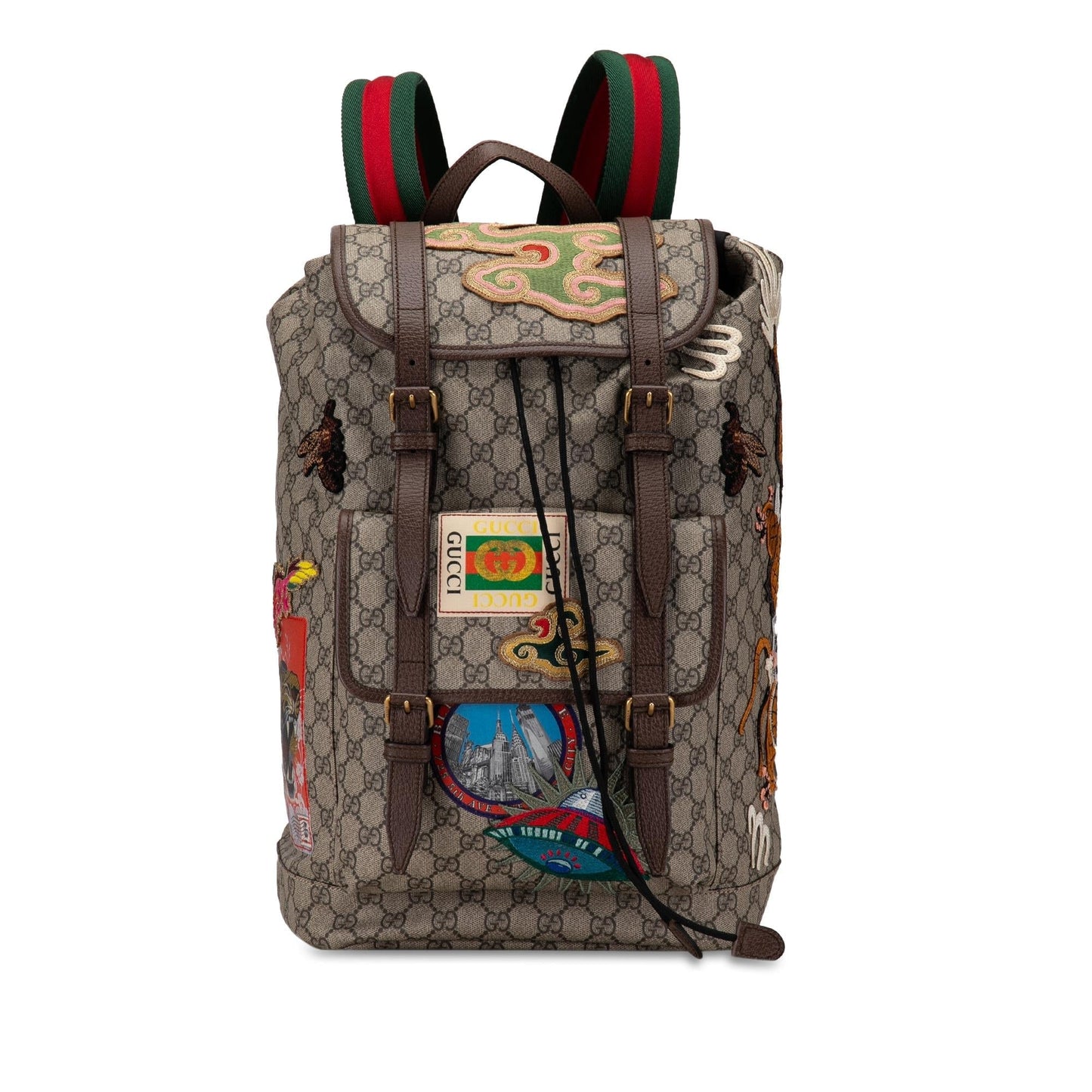 Gucci GG Supreme Courrier Backpack SHG-v9EkNM Canvas Calf Brown