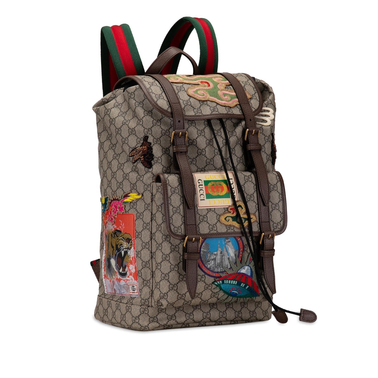 Gucci GG Supreme Courrier Backpack SHG-v9EkNM Canvas Calf Brown