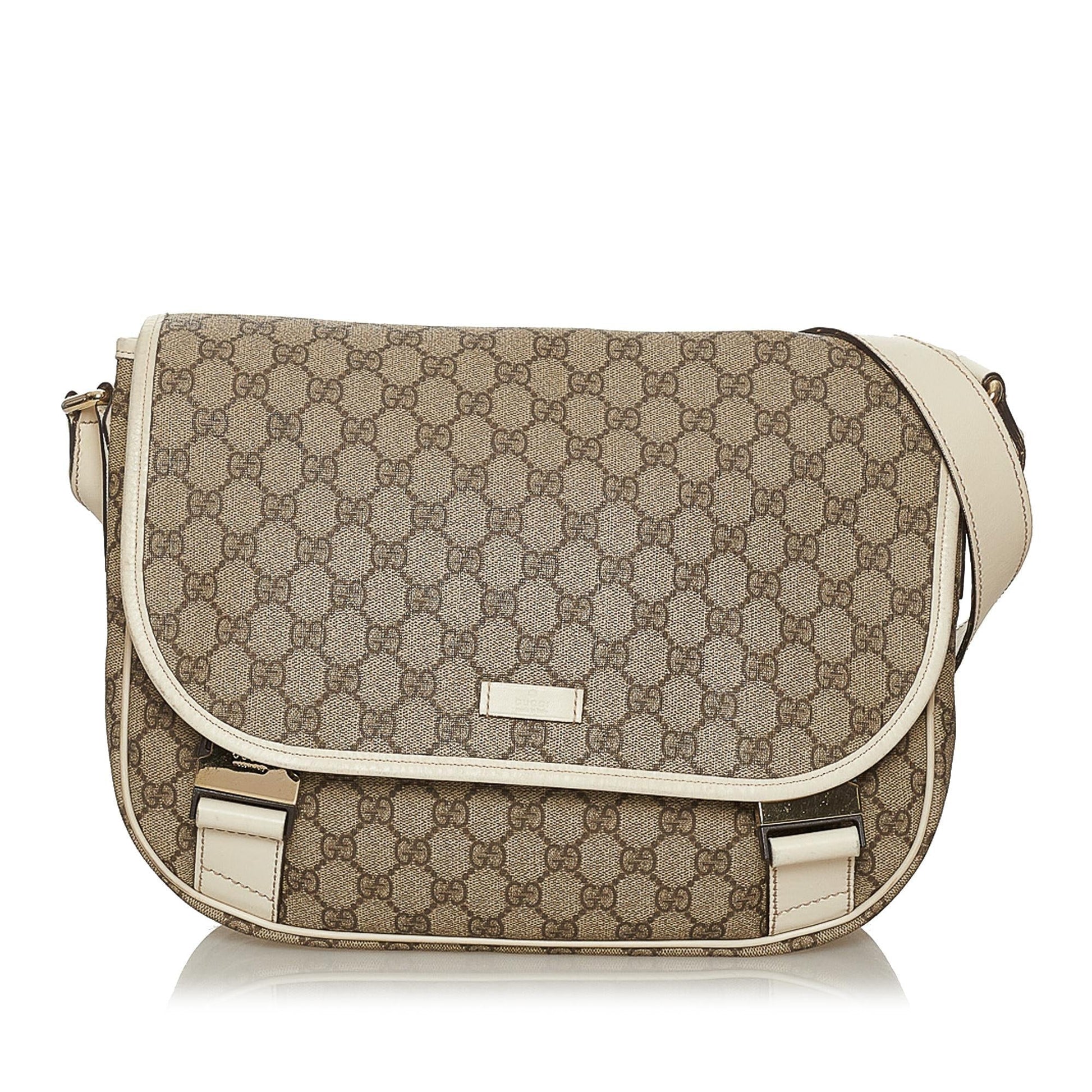 Gucci GG Supreme SHG Canvas White Brown Crossbody Bag