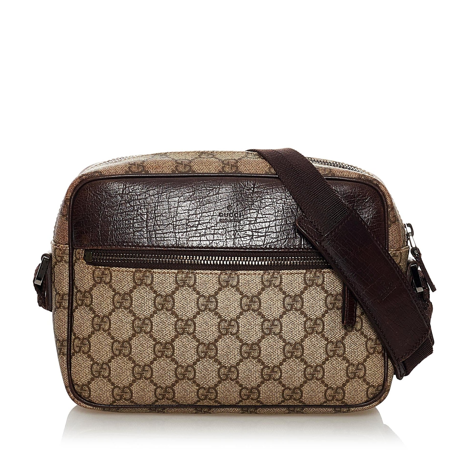 Gucci GG Supreme SHG Canvas Brown Crossbody Bag Bag Shg