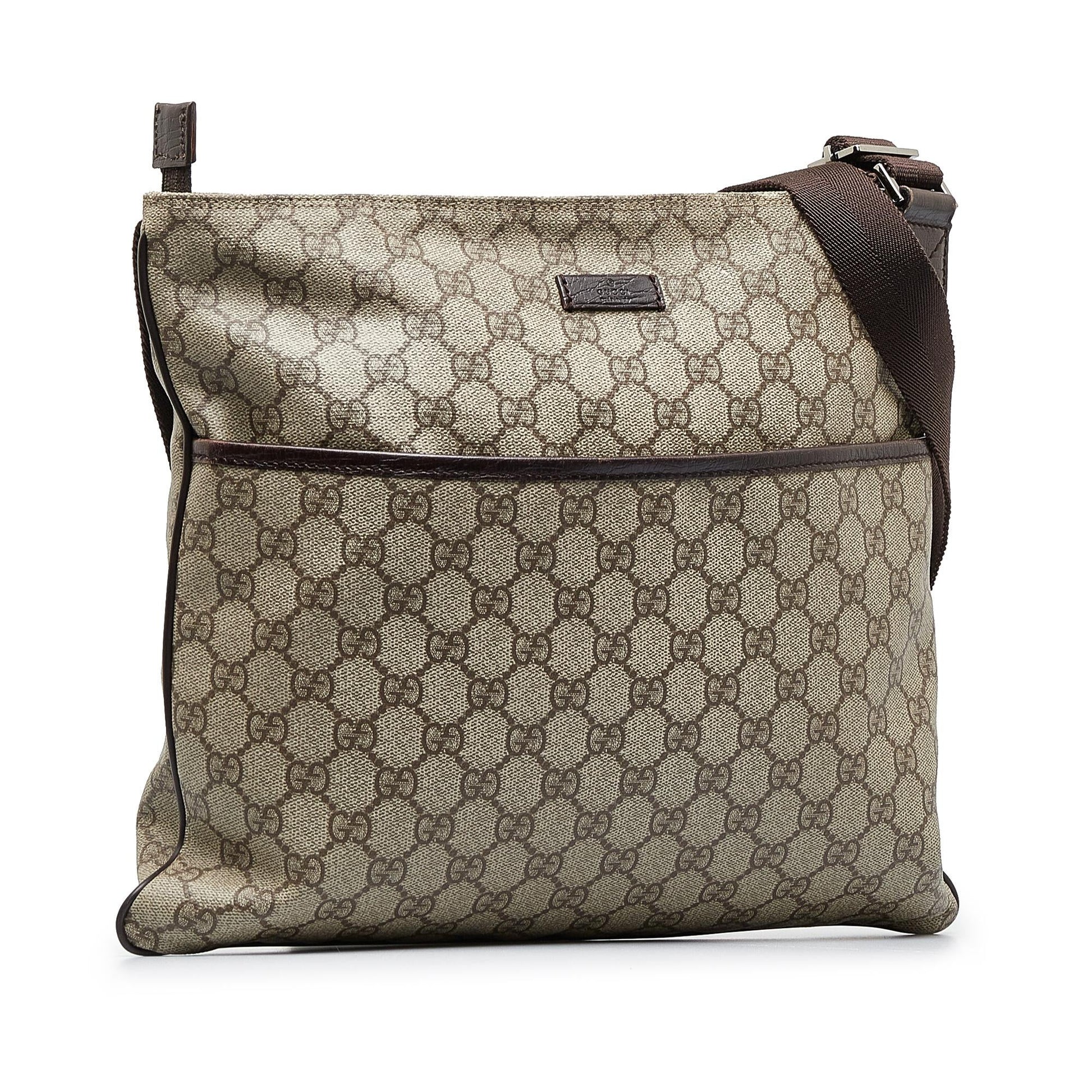 Gucci GG Supreme SHG-GZ28qJ Canvas Brown Crossbody Bag