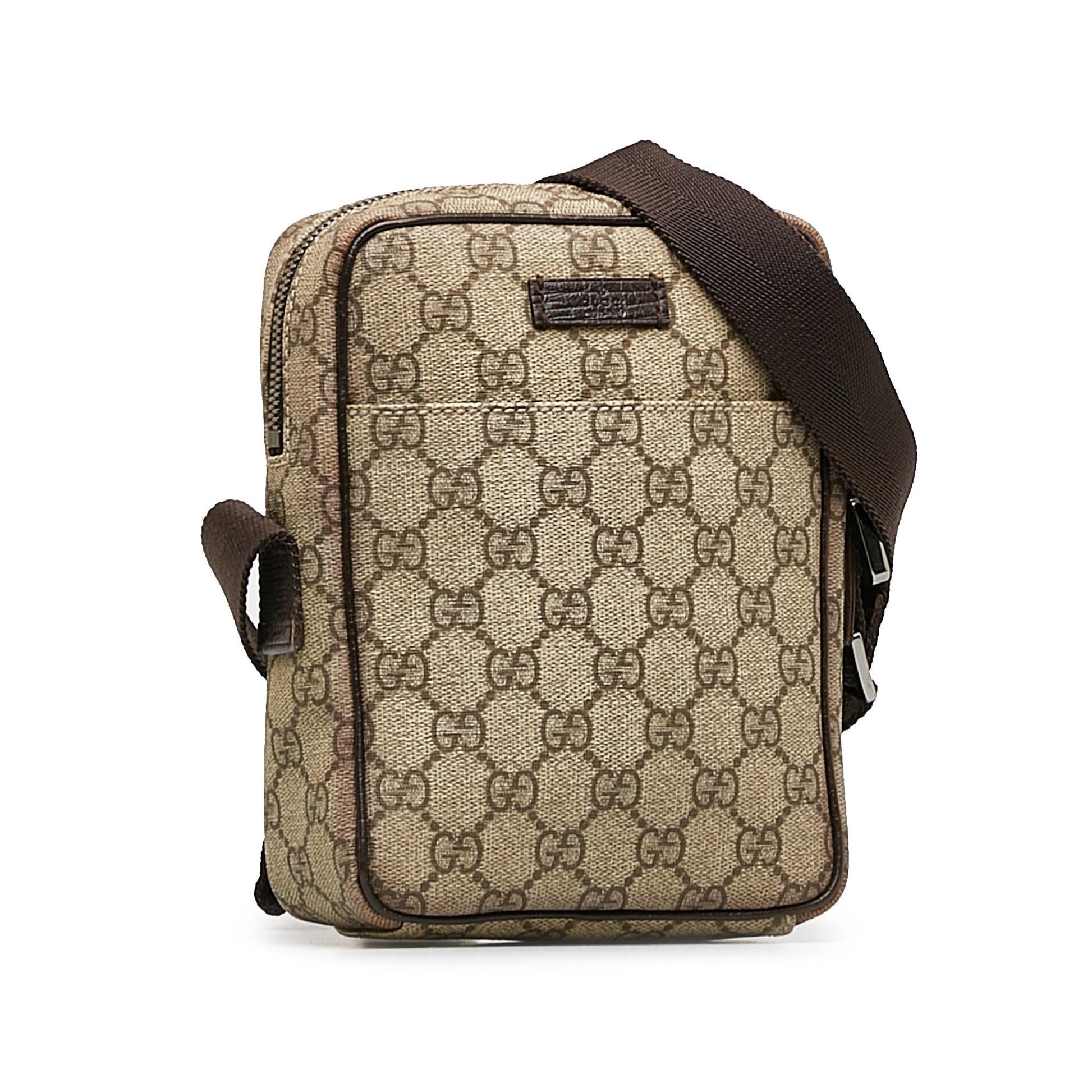 Gucci GG Supreme SHG-IAZ6ar Canvas Calf Brown Crossbody Bag