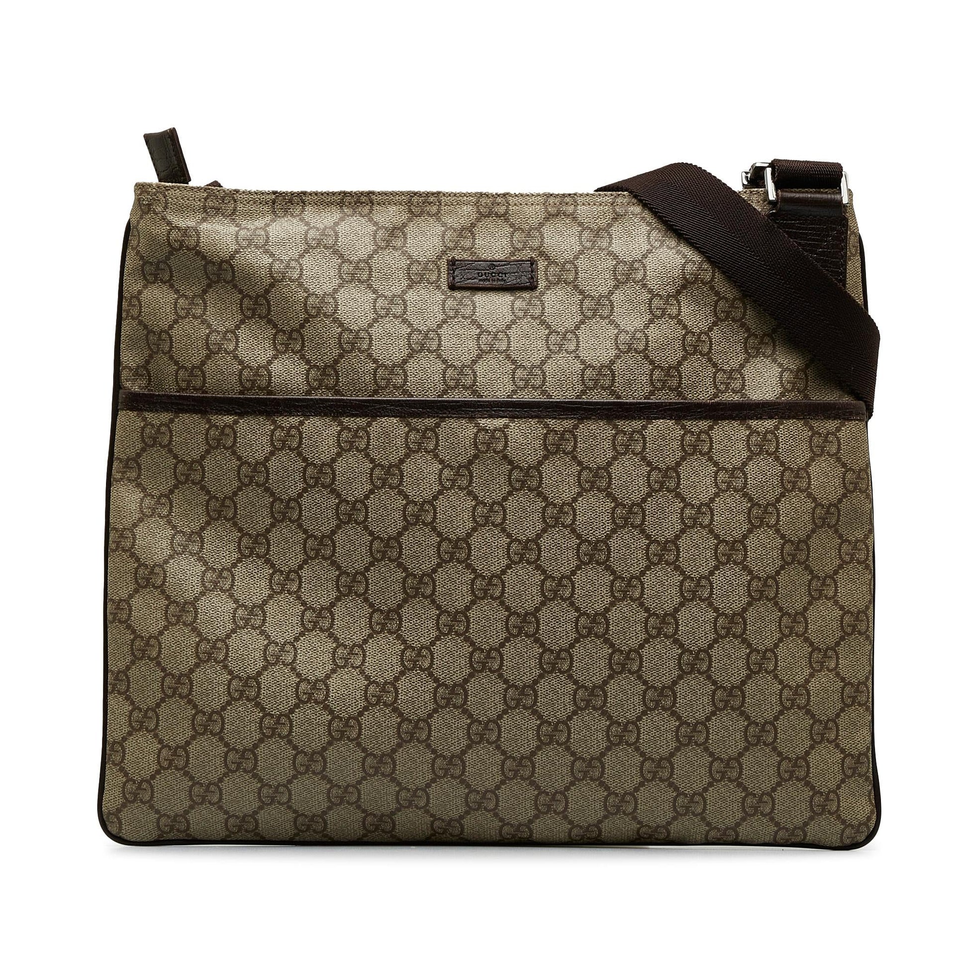 Gucci GG Supreme SHG-P35zbi Canvas Calf Brown Crossbody Bag