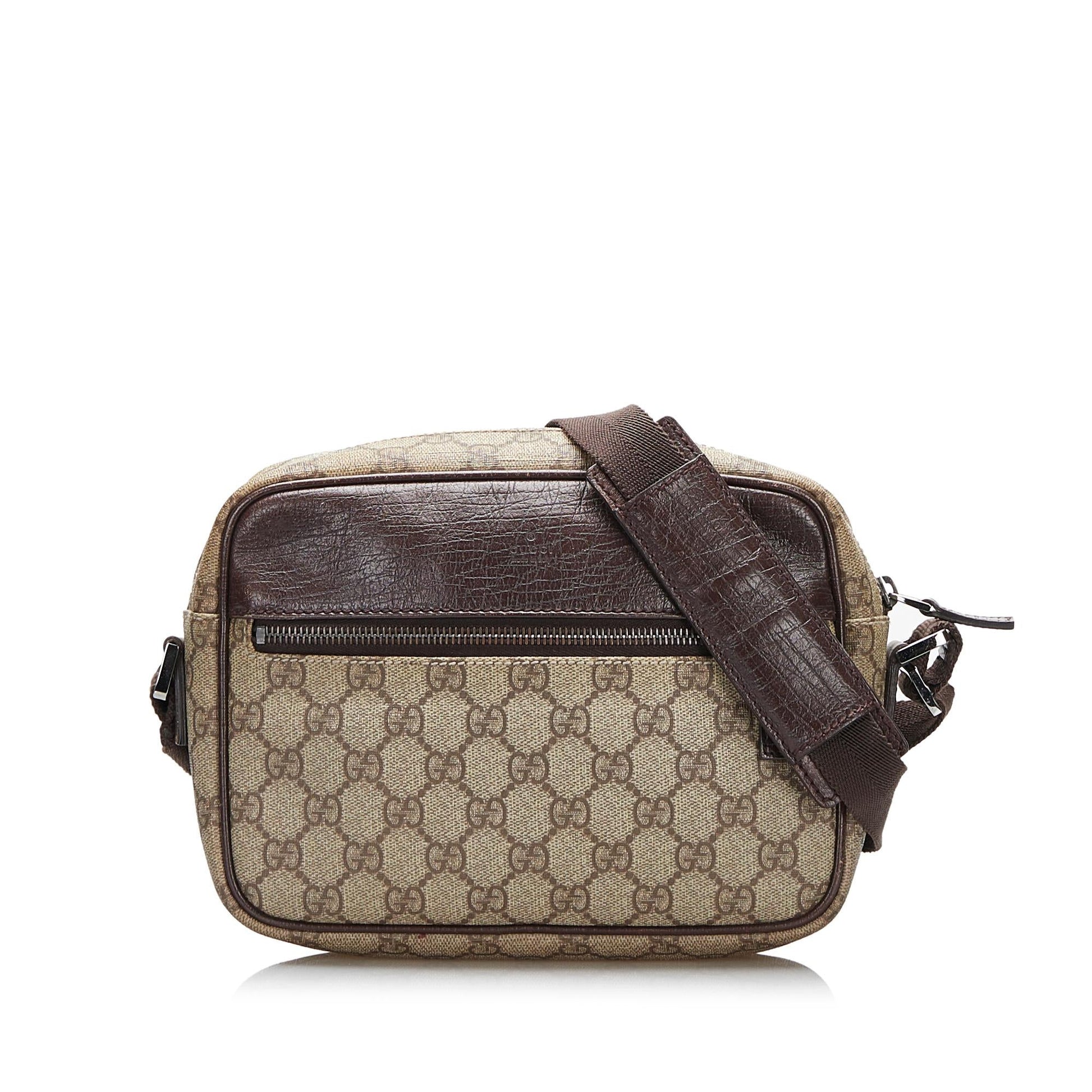 Gucci GG Supreme SHG-8rWKps Canvas Calf Brown Crossbody Bag