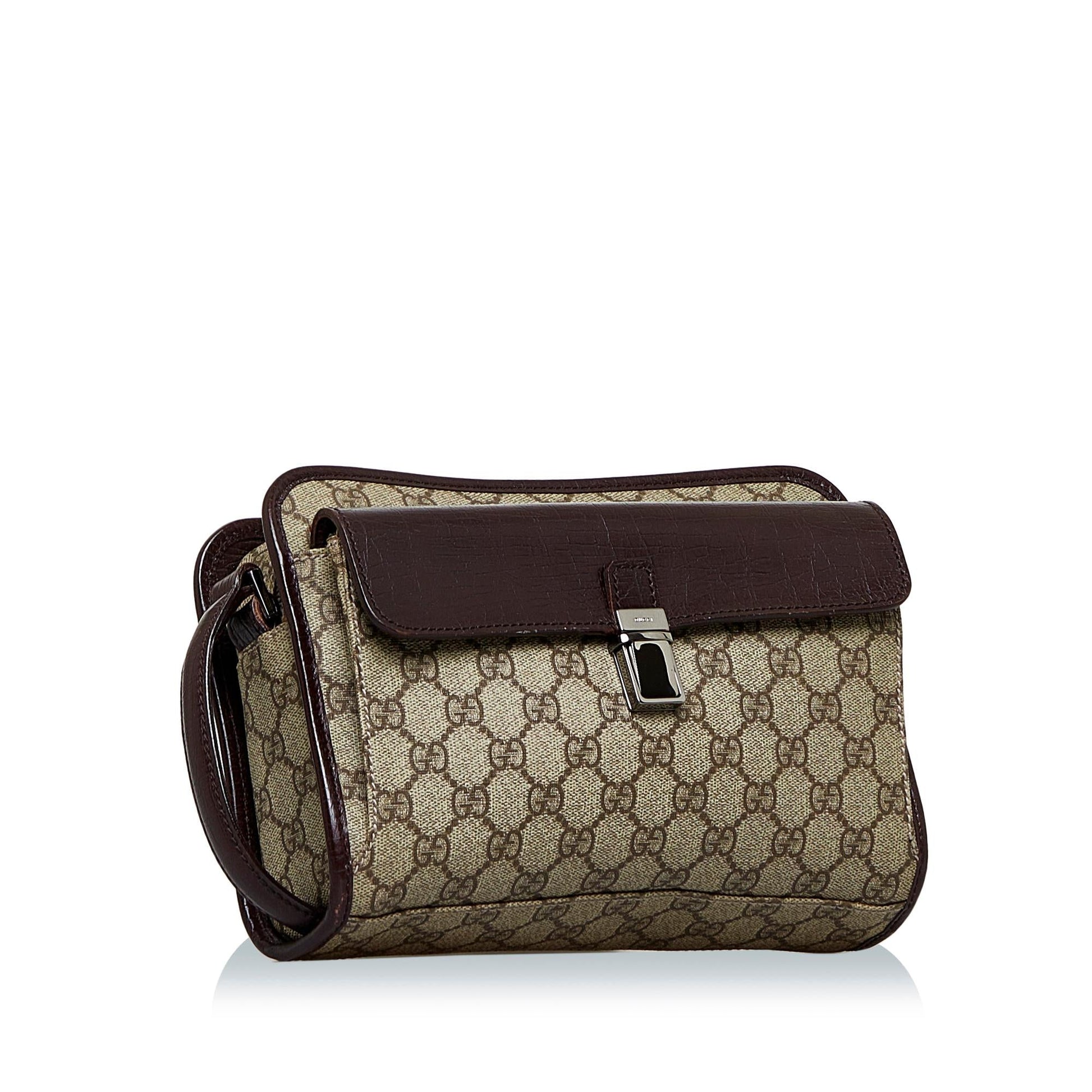 Gucci GG Supreme SHG-4nJmoA Canvas Calf Brown Crossbody Bag