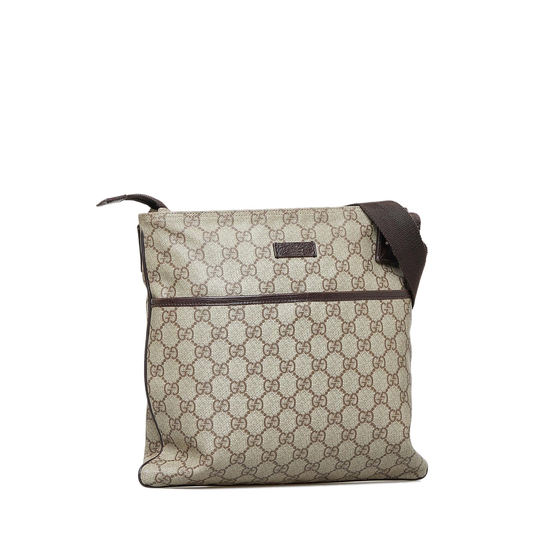 Gucci GG Supreme SHG-rYLvTF Canvas Calf Brown Crossbody Bag