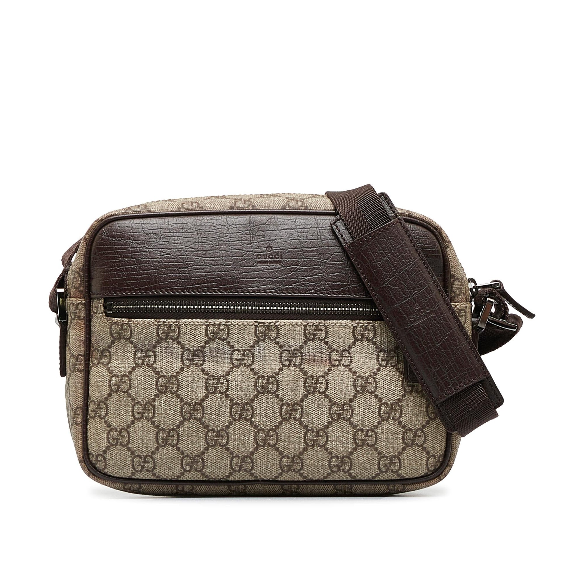 Gucci GG Supreme SHG-58rag1 Canvas Calf Brown Crossbody Bag