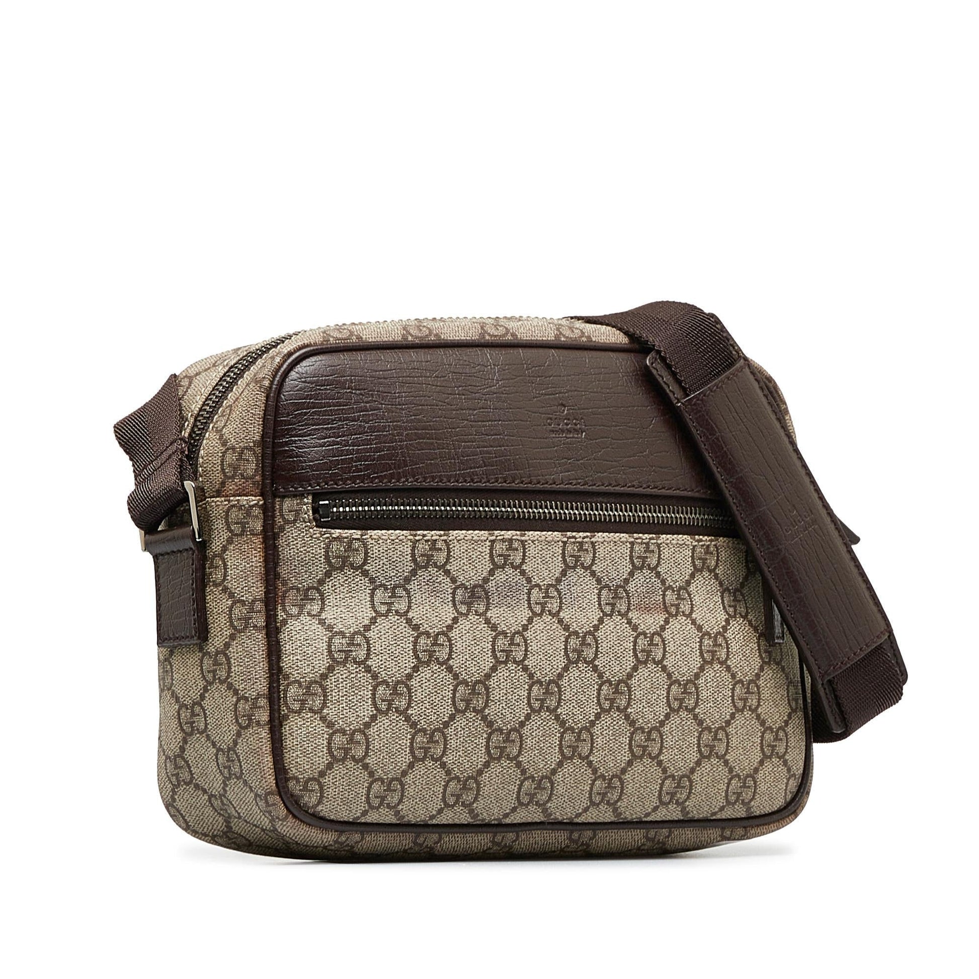 Gucci GG Supreme SHG-58rag1 Canvas Calf Brown Crossbody Bag