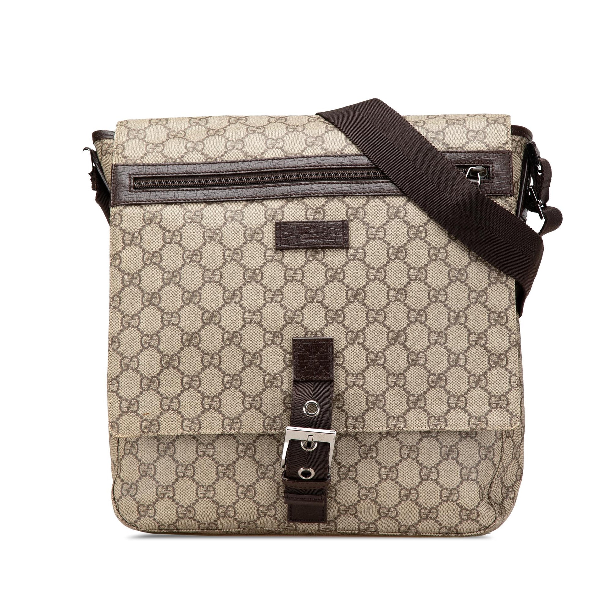 Gucci GG Supreme Canvas Calf Brown Crossbody Bag Crossbody 17