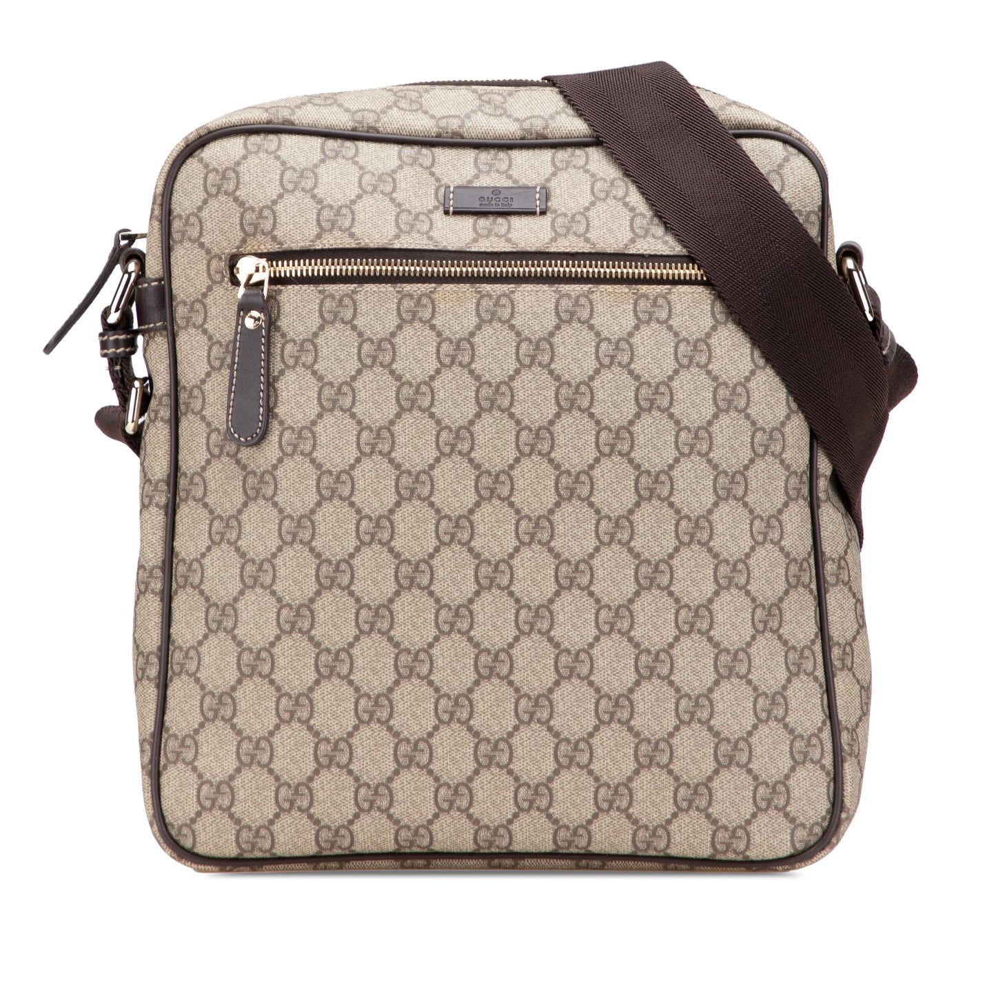 Gucci GG Supreme Canvas Calf Brown Crossbody Bag