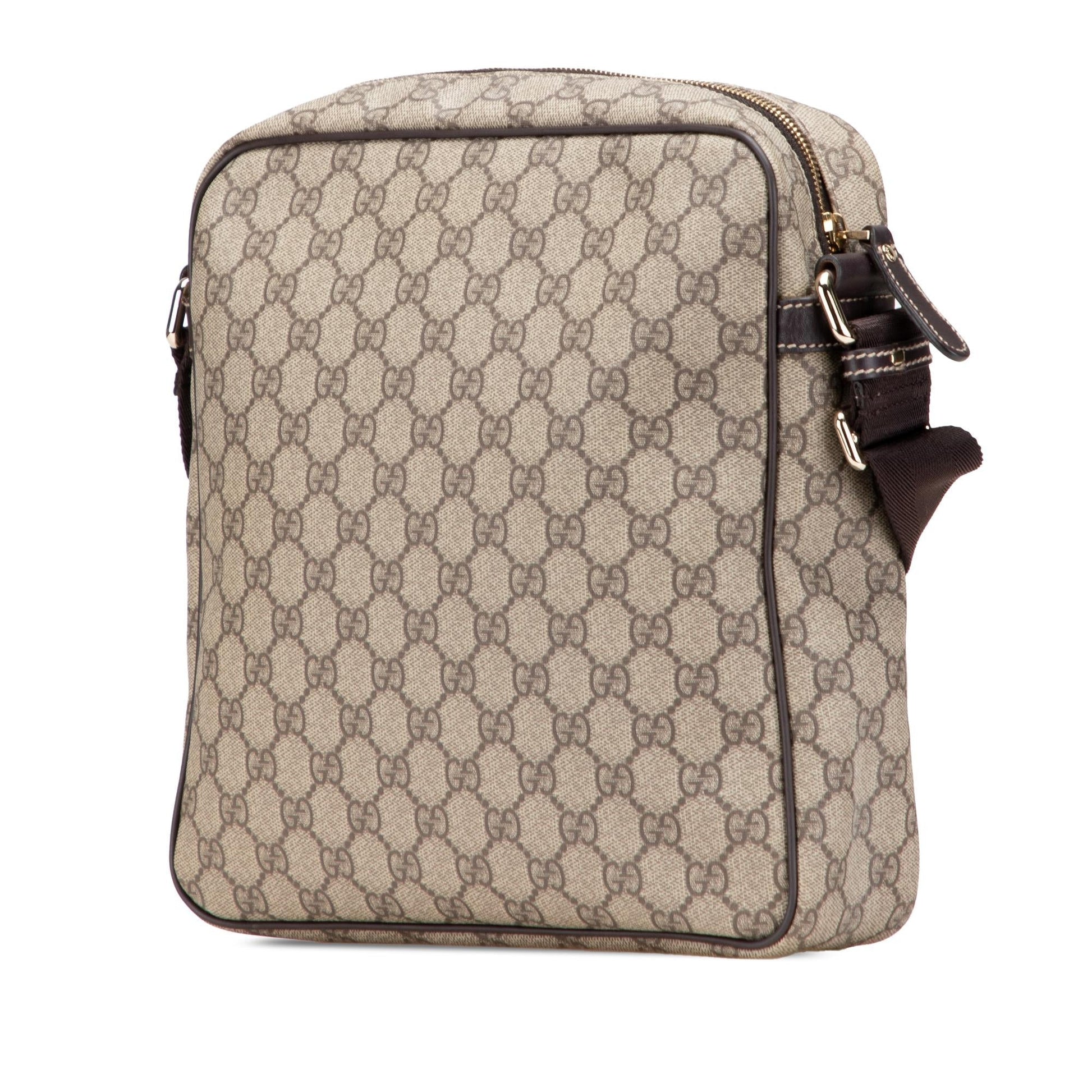 Gucci GG Supreme Canvas Calf Brown Crossbody Bag
