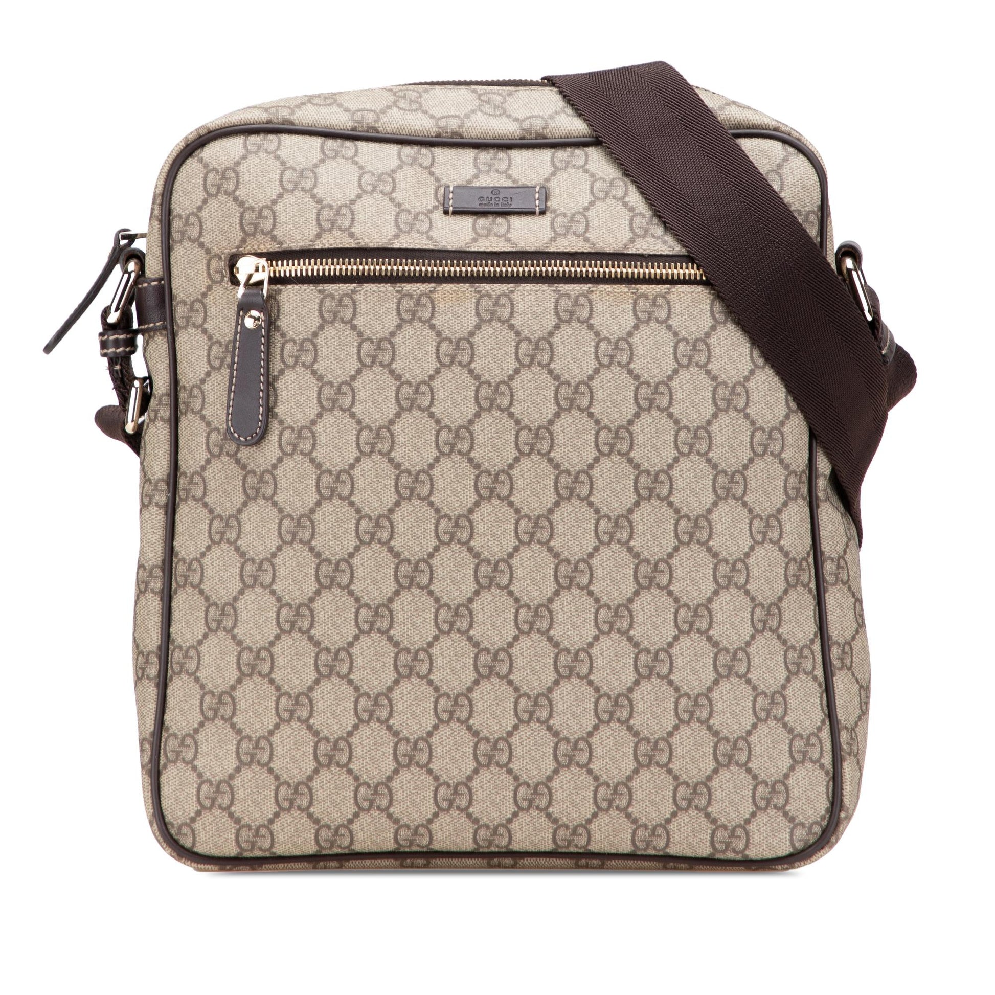 Gucci GG Supreme Canvas Calf Brown Crossbody Bag Crossbody 26