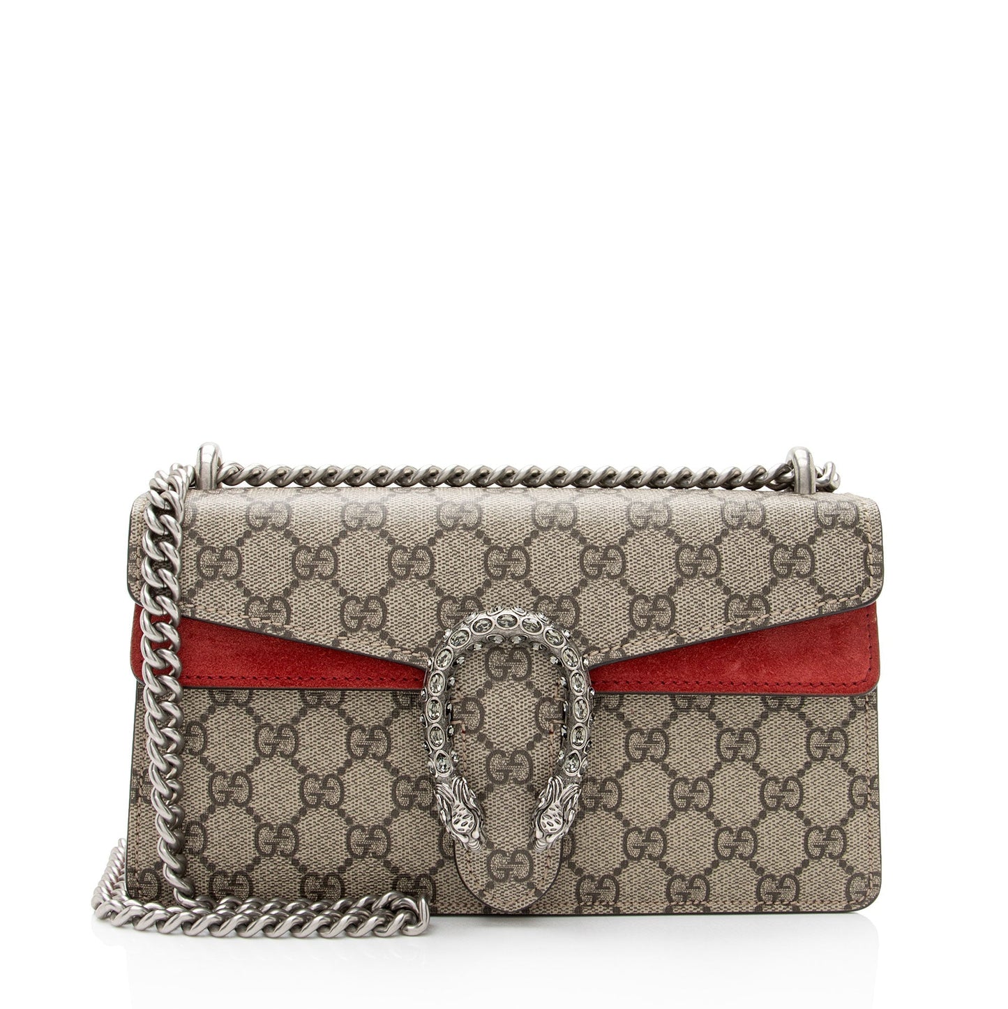 Gucci GG Supreme Crystal Dionysus SHF-ILehqS Canvas Suede Beige Red Crossbody Bag