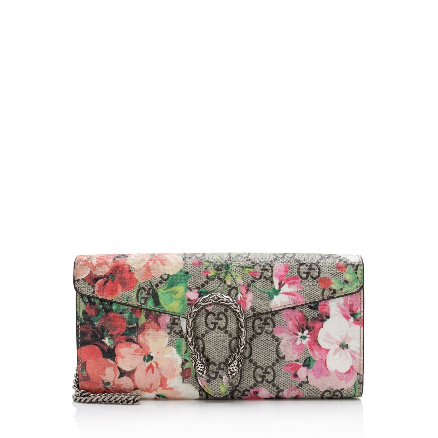 Gucci GG Supreme Blooms Dionysus Wallet Leather Canvas Beige Pink Shoulder Bag