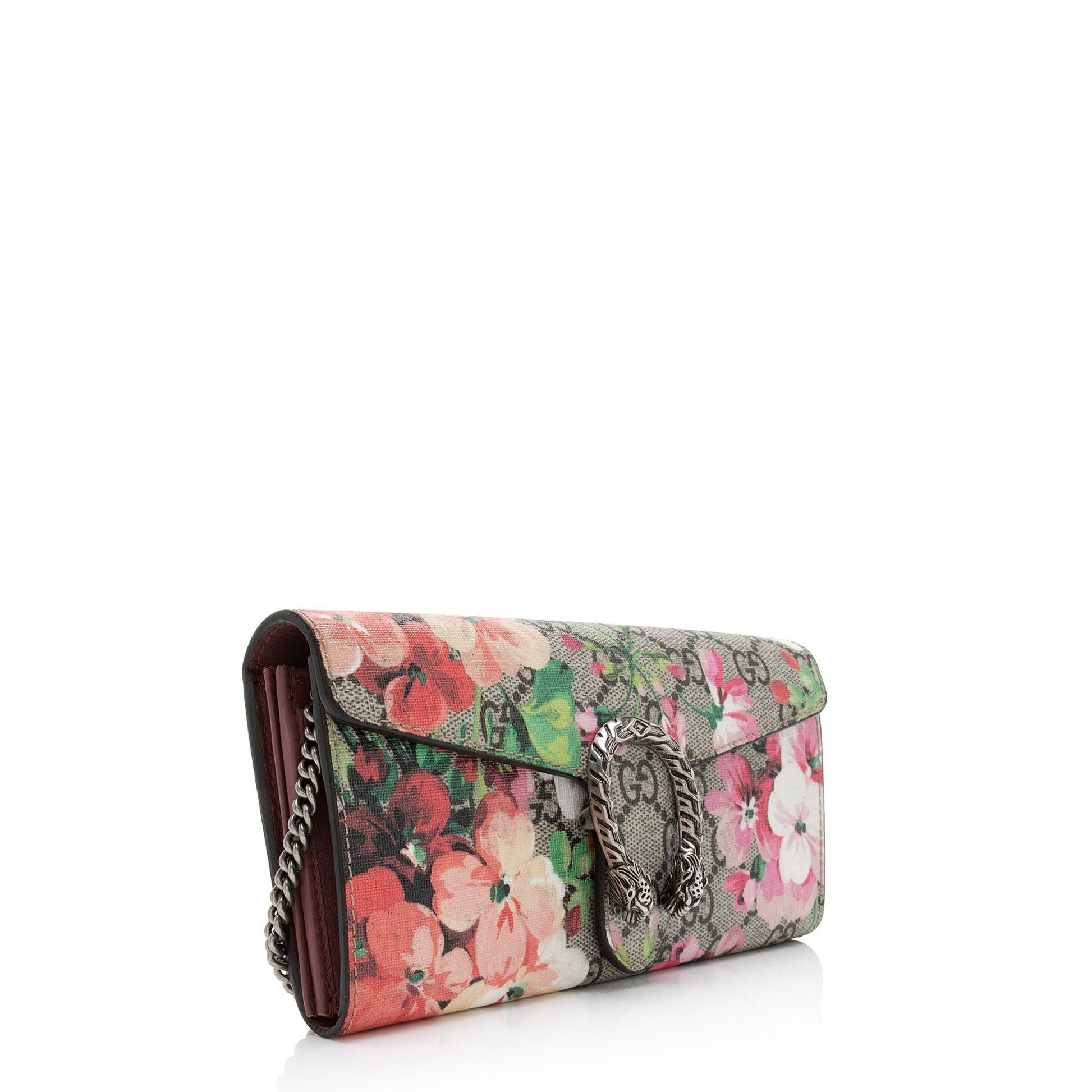 Gucci GG Supreme Blooms Dionysus Wallet Leather Canvas Beige Pink Shoulder Bag