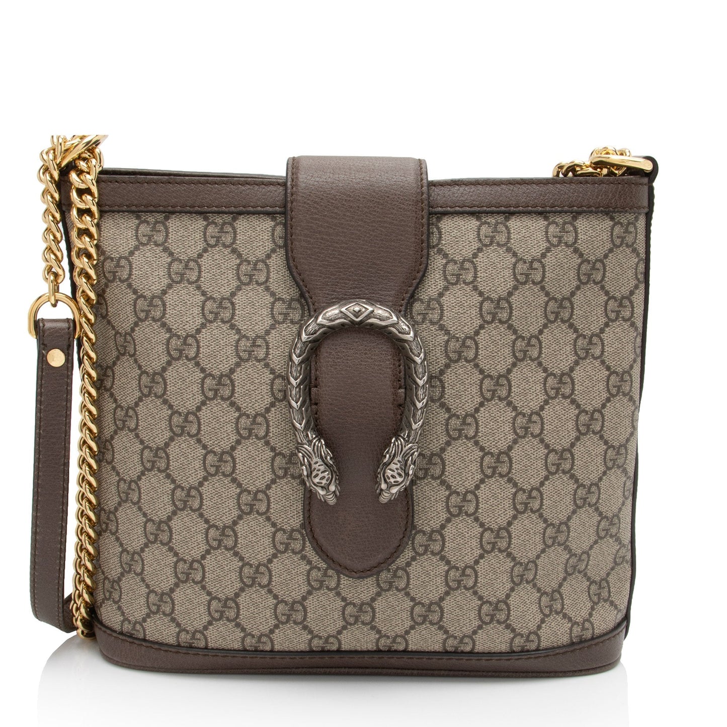 Gucci GG Supreme Dionysus Bucket Leather Canvas Brown Beige Crossbody Bag