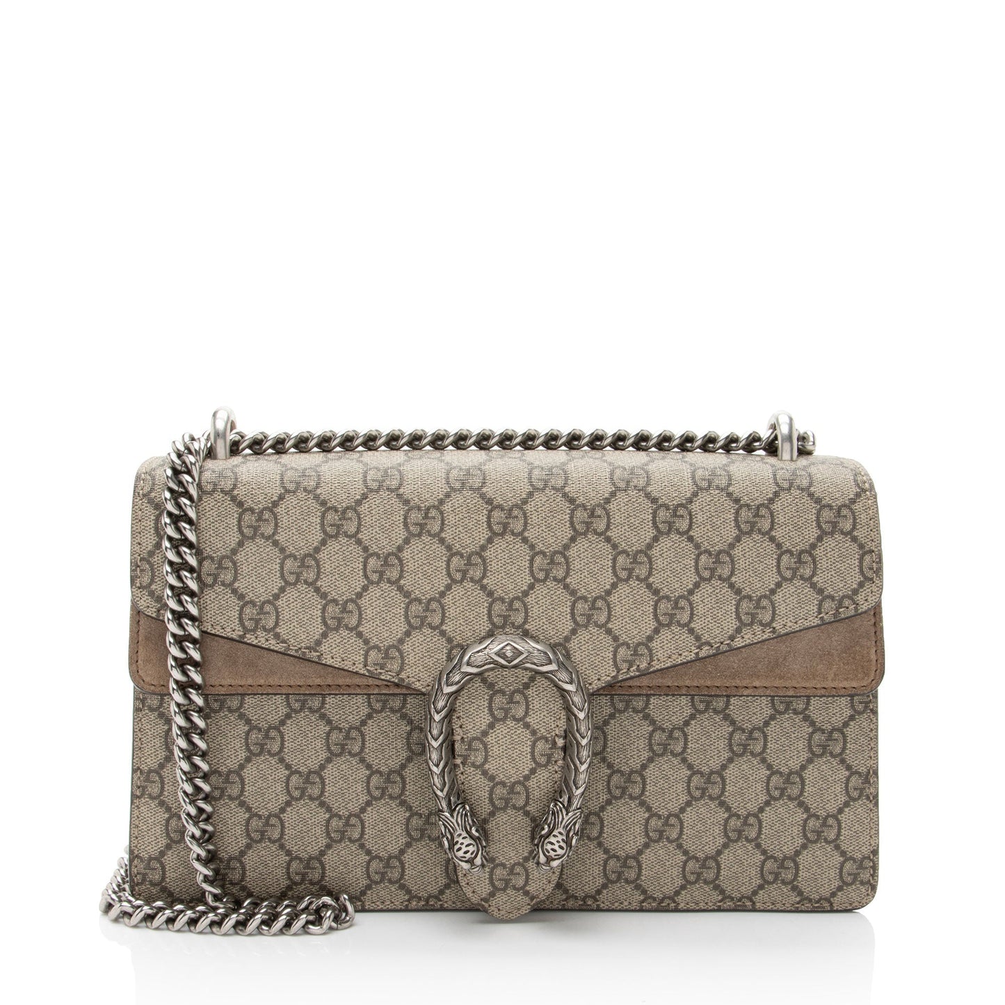Gucci GG Supreme Dionysus Canvas Suede Beige Small Shoulder Bag