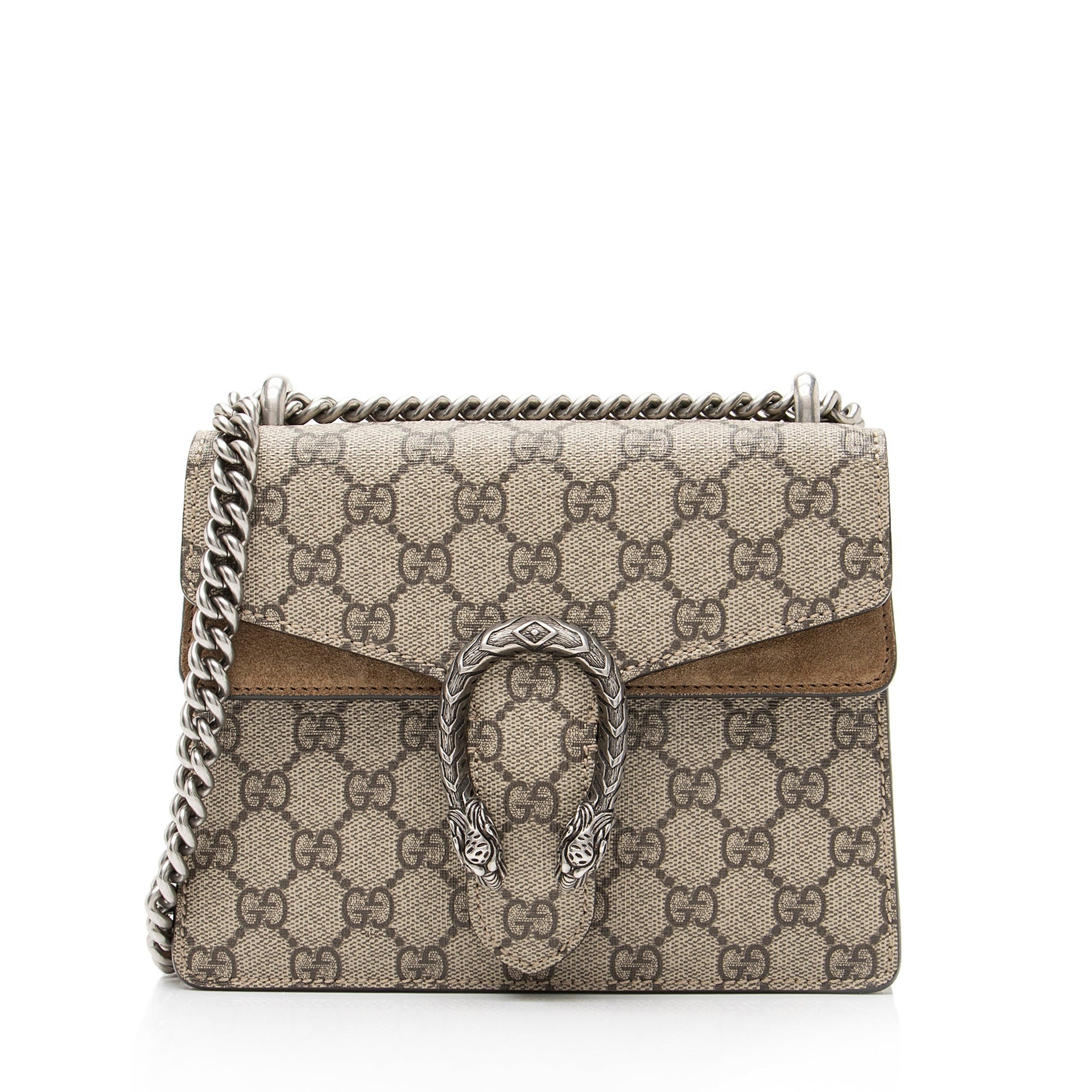 Gucci GG Supreme Dionysus SHF Canvas Suede Brown Beige Crossbody Bag