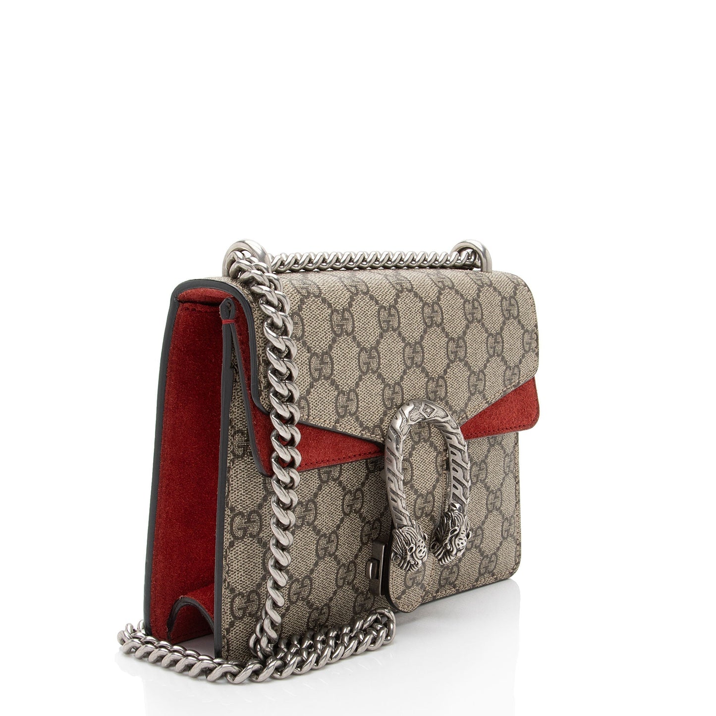 Gucci GG Supreme Dionysus Canvas Suede Beige Red Crossbody Bag