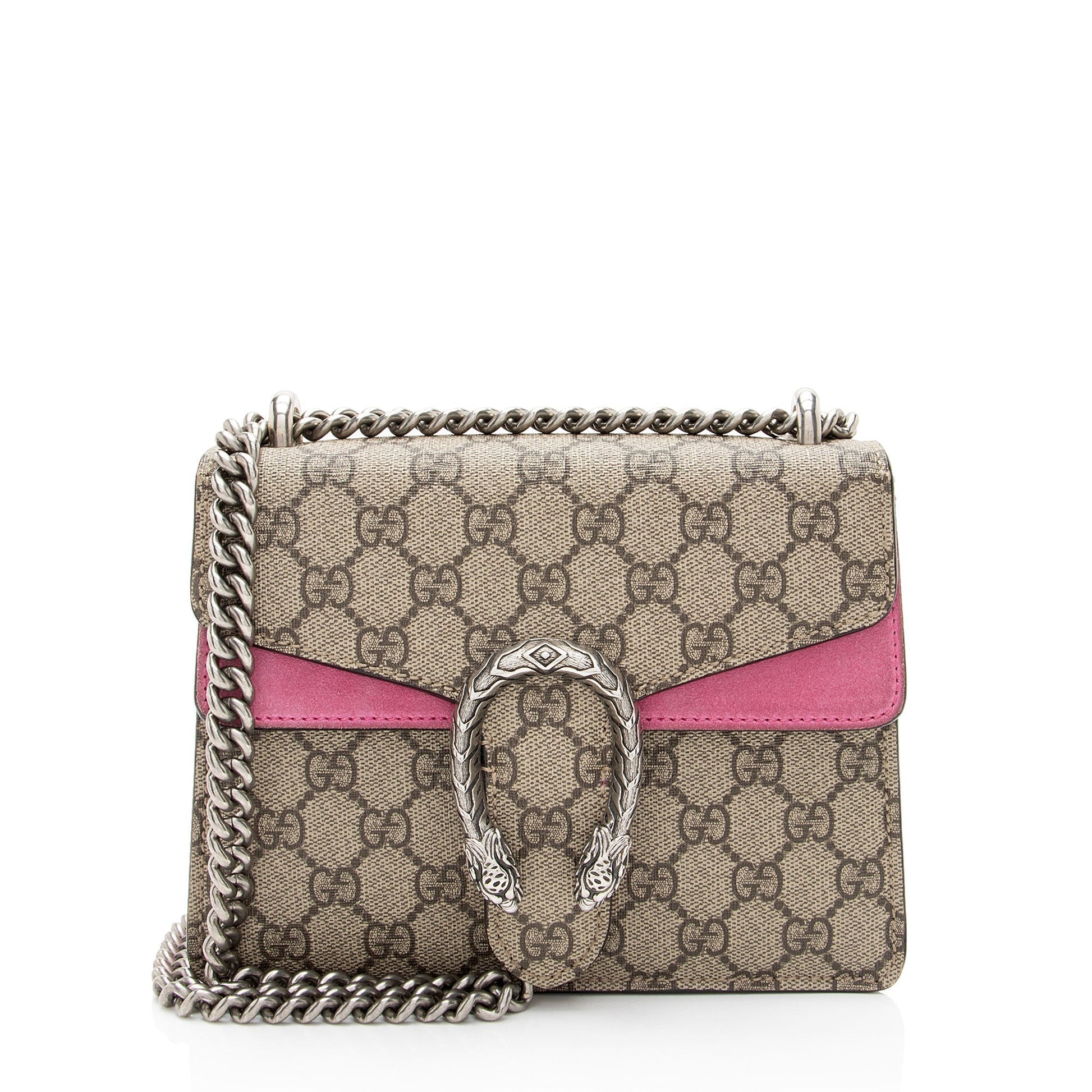 Gucci GG Supreme Dionysus Canvas Suede Brown Beige Crossbody Bag
