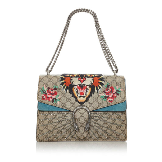 Gucci GG Supreme Dionysus SHG Canvas Calf Brown Shoulder Bag