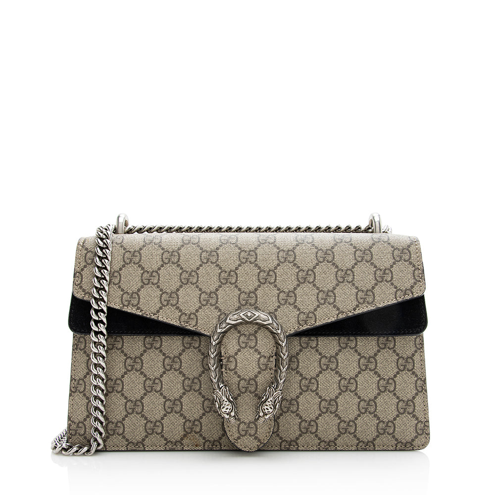 Gucci GG Supreme Dionysus SHF Canvas Suede Black Beige Shoulder Bag