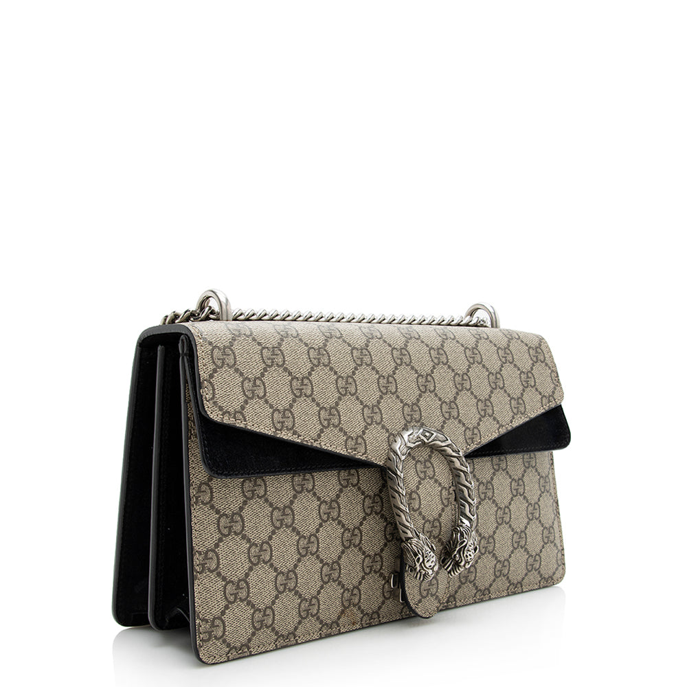 Gucci GG Supreme Dionysus SHF Canvas Suede Black Beige Shoulder Bag