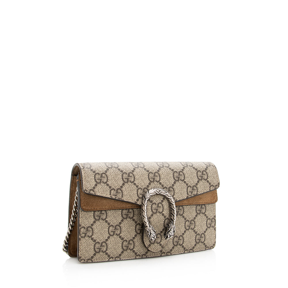 Gucci GG Supreme Dionysus Super SHF Leather Canvas Suede Brown Crossbody Bag