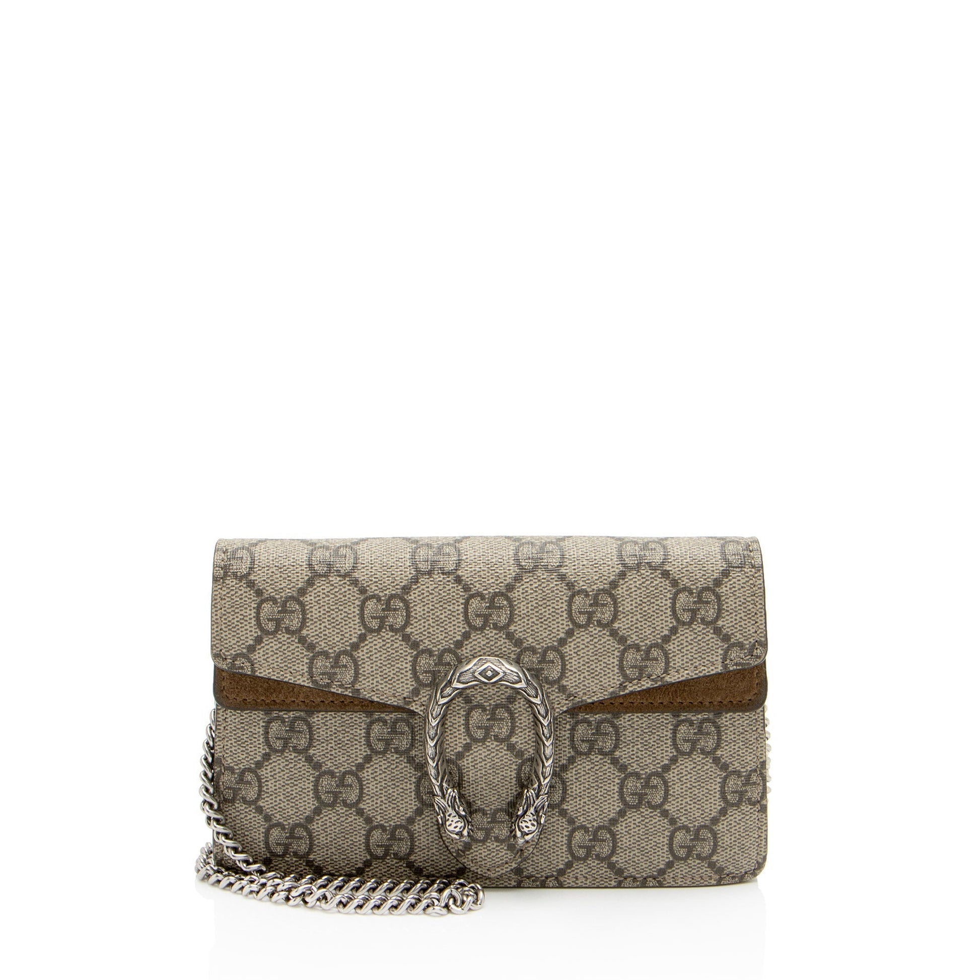 Gucci GG Supreme Dionysus Super SHF-col3Sm Canvas Suede Brown Mini Crossbody Bag