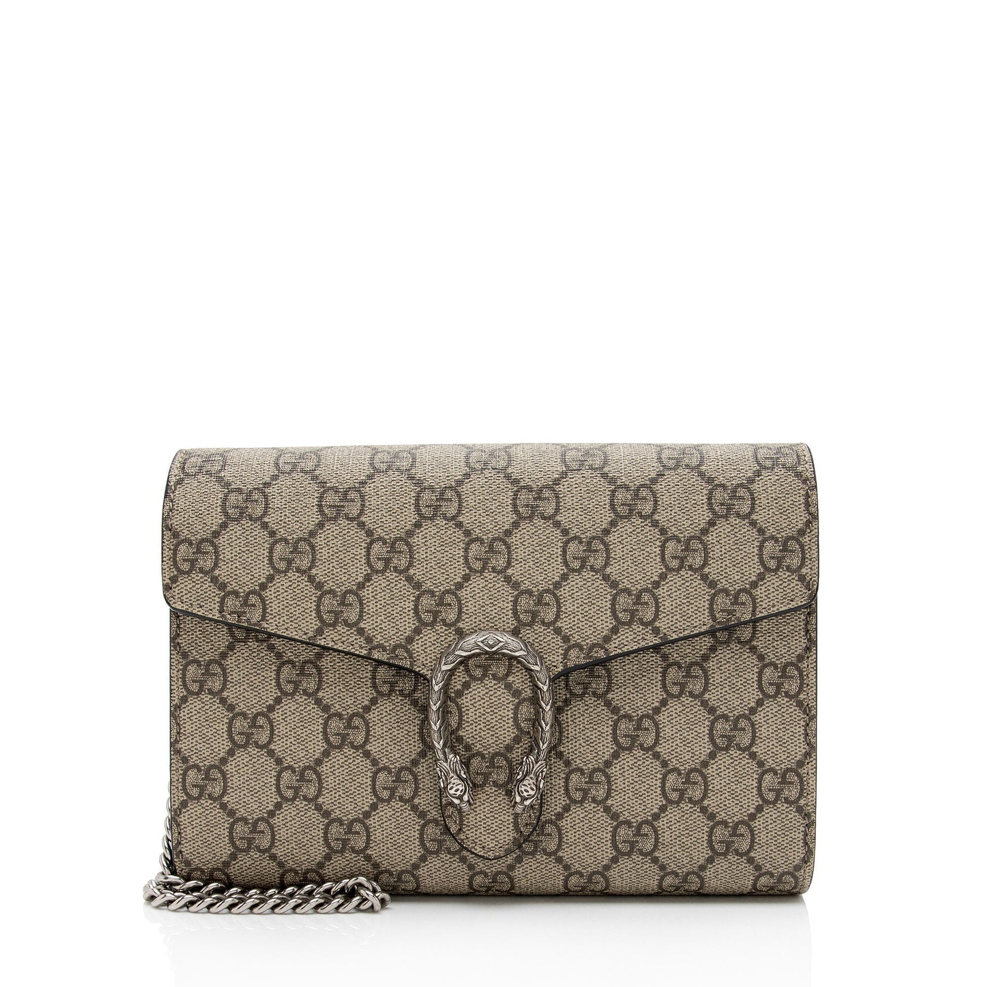 Gucci GG Supreme Dionysus Wallet on Leather Canvas Beige Chain Crossbody Bag