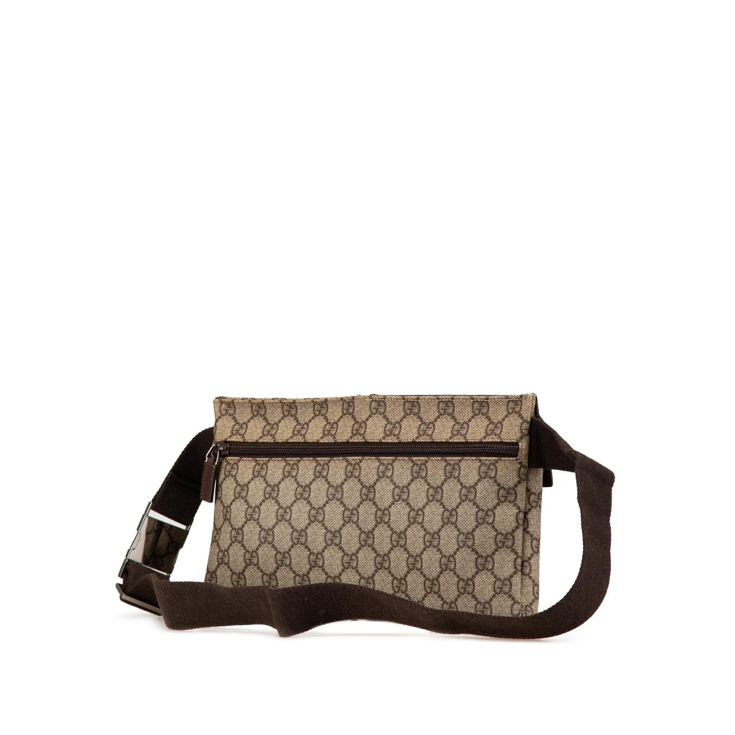 Gucci GG Supreme Double Pocket Belt Canvas Brown Accessory