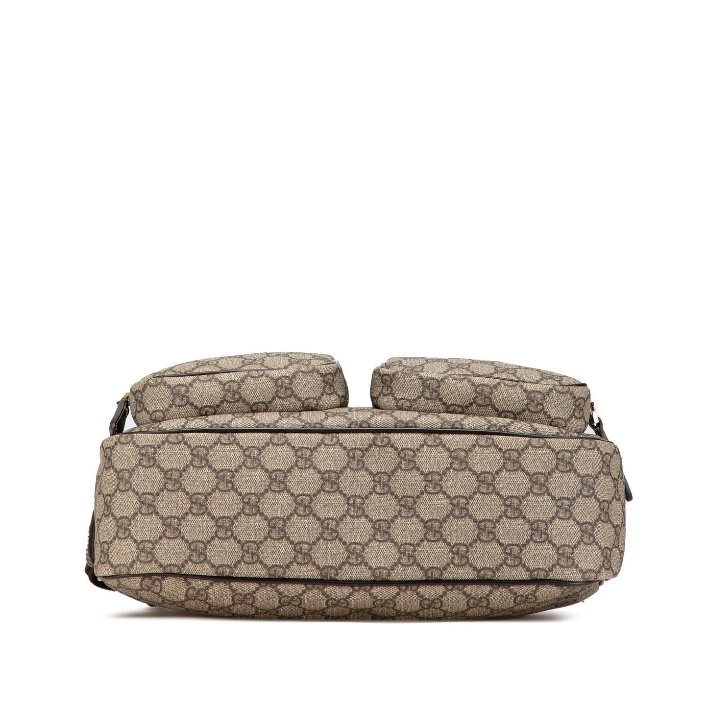 Gucci GG Supreme Double Pocket Canvas Calf Brown Crossbody Bag