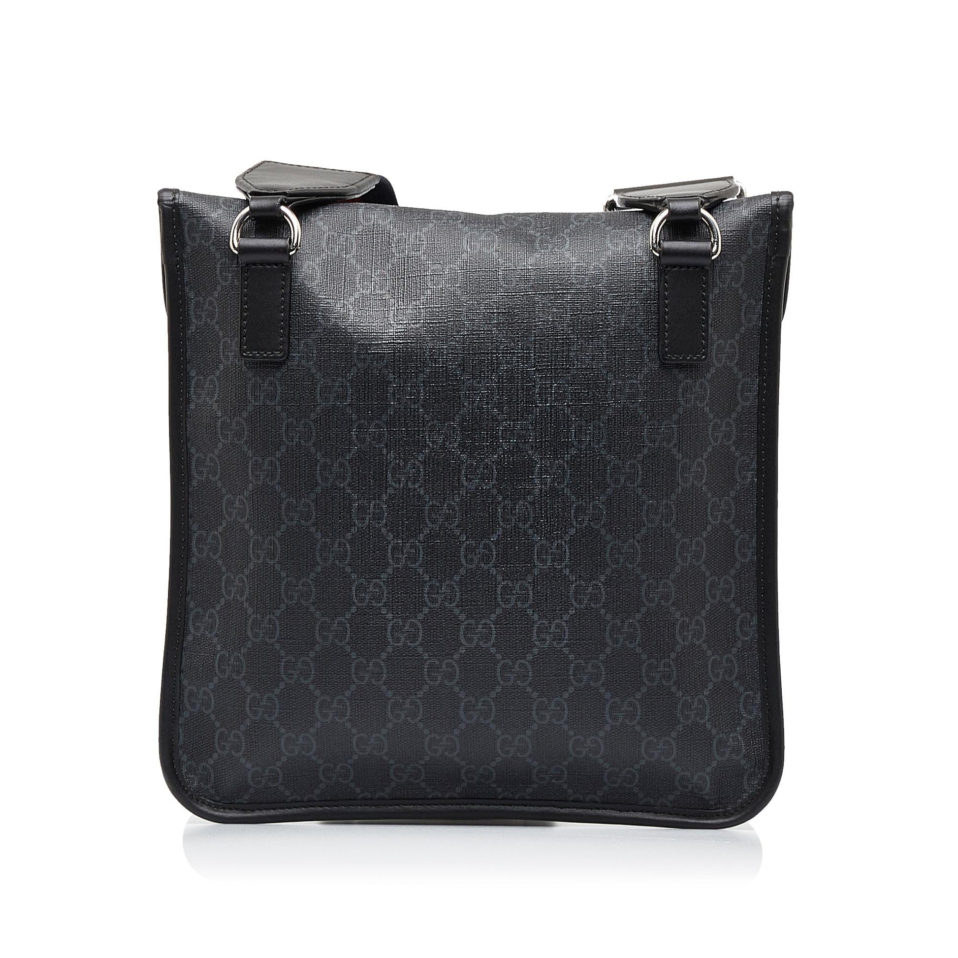 Gucci GG Supreme Envelope Web SHG-XQKQ70 Canvas Black Crossbody Bag