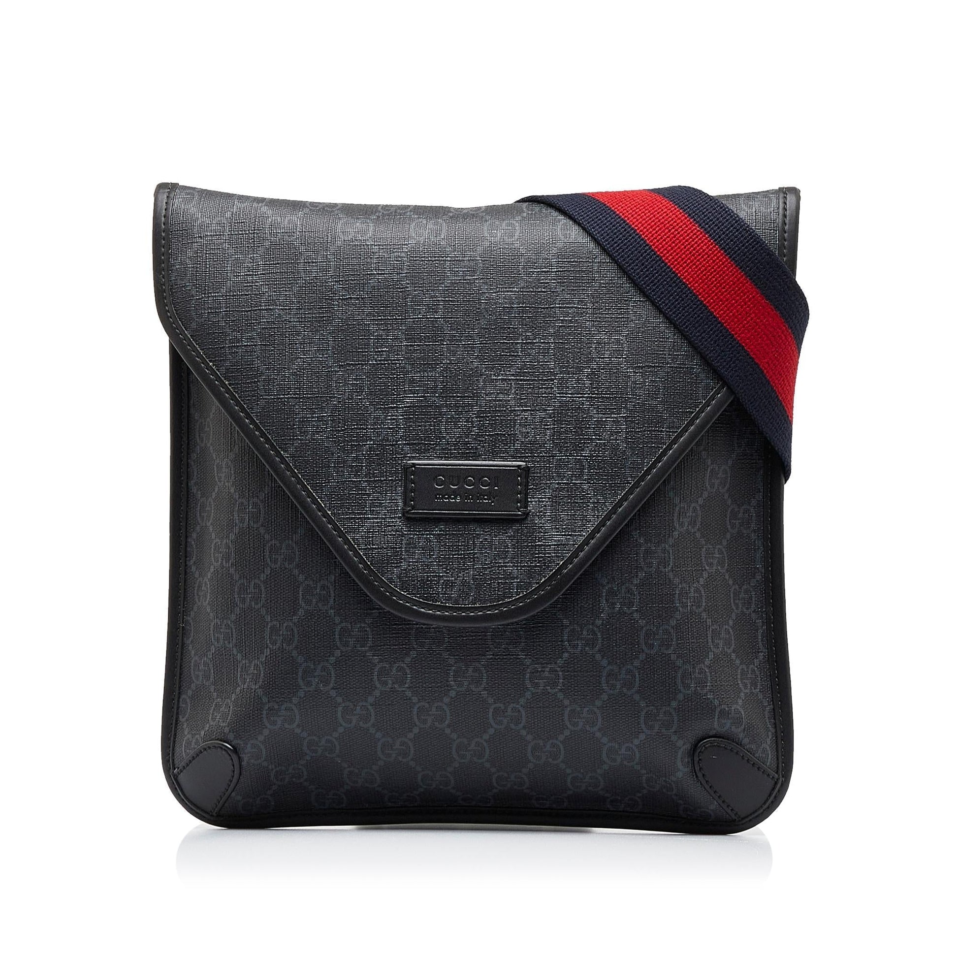 Gucci GG Supreme Envelope Web SHG-XQKQ70 Canvas Black Crossbody Bag