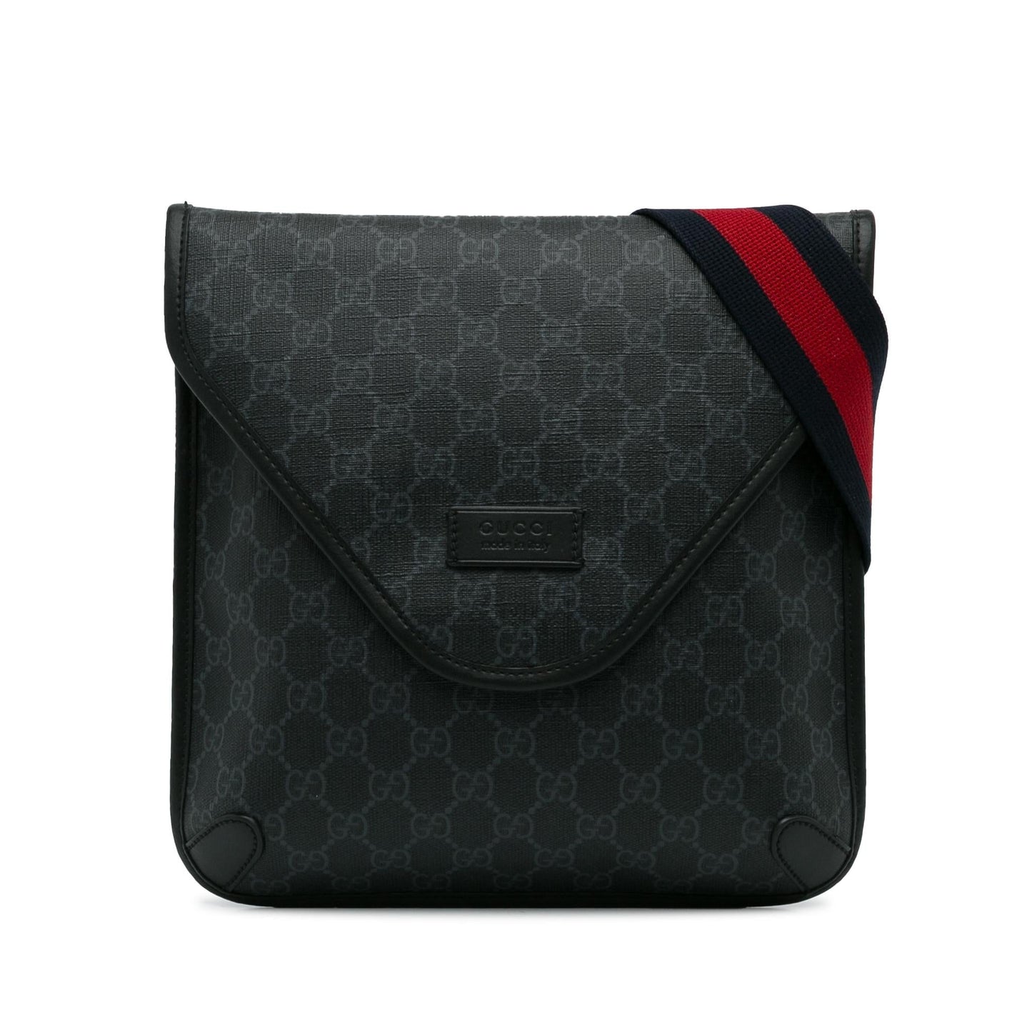 Gucci GG Supreme Envelope Web SHG-CvyQ7p Canvas Black Crossbody Bag