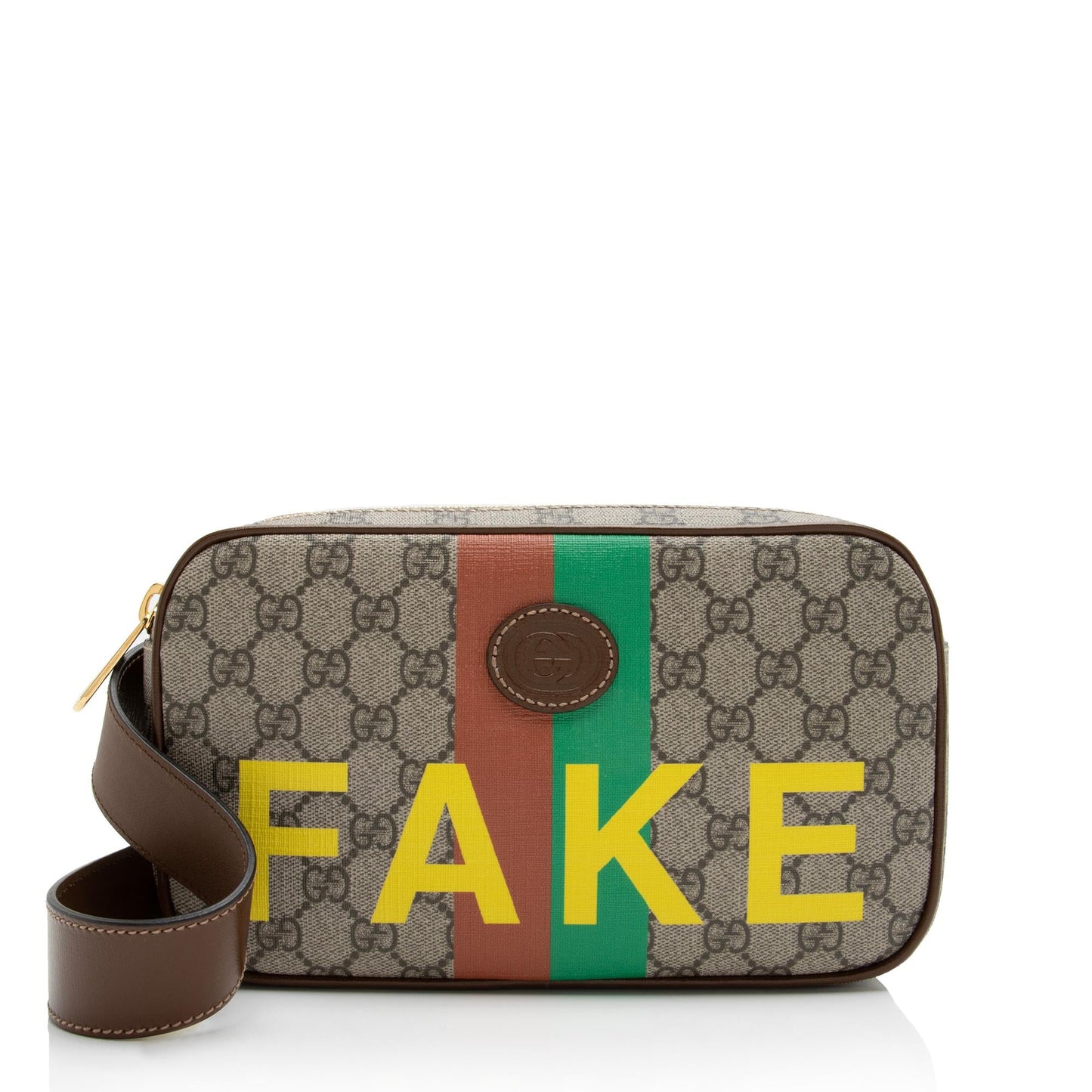Gucci GG Supreme Fake Not Belt Leather Canvas Brown Beige Accessory
