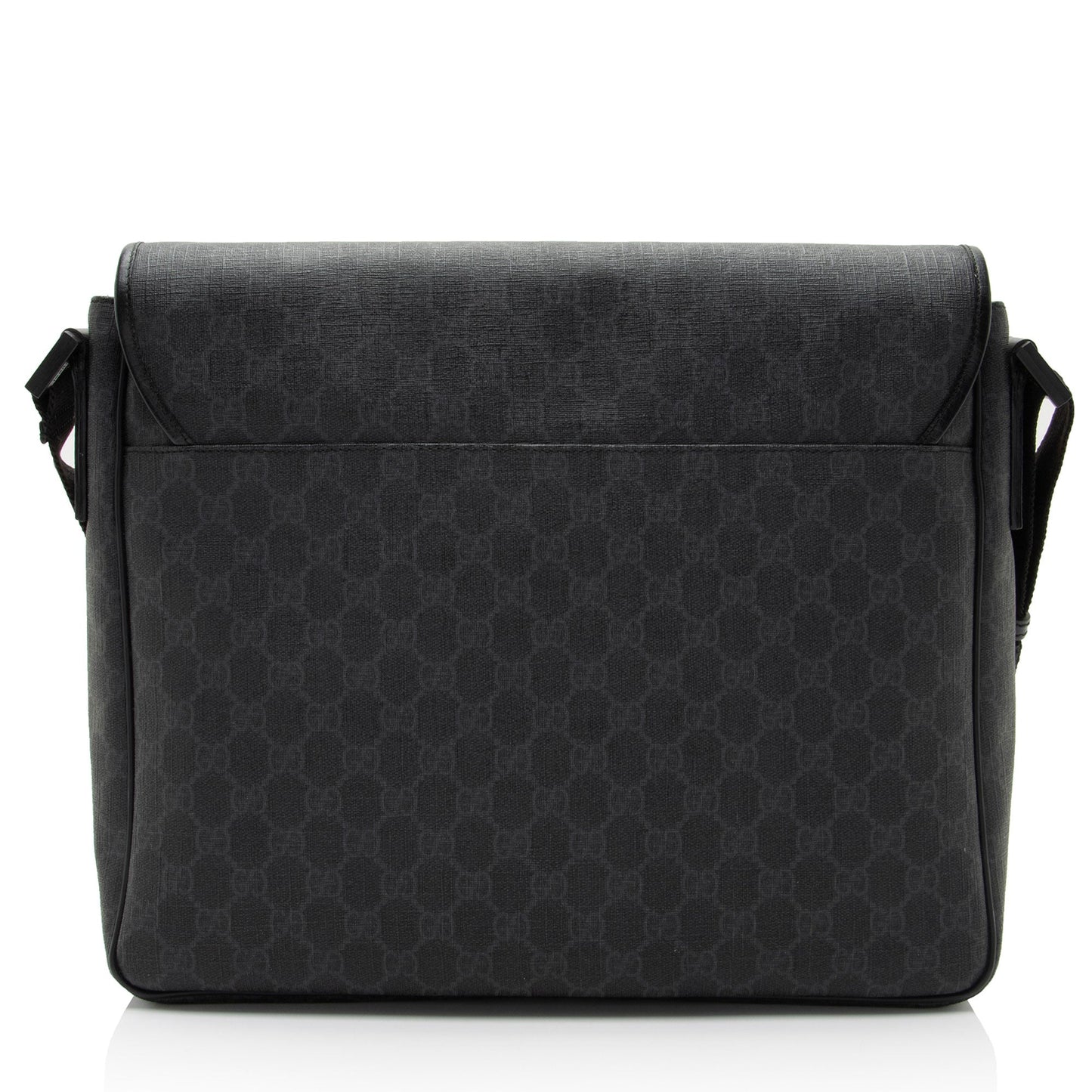 Gucci GG Supreme Flap Messenger SHF-IA2QeH Leather Canvas Nylon Black Shoulder Bag